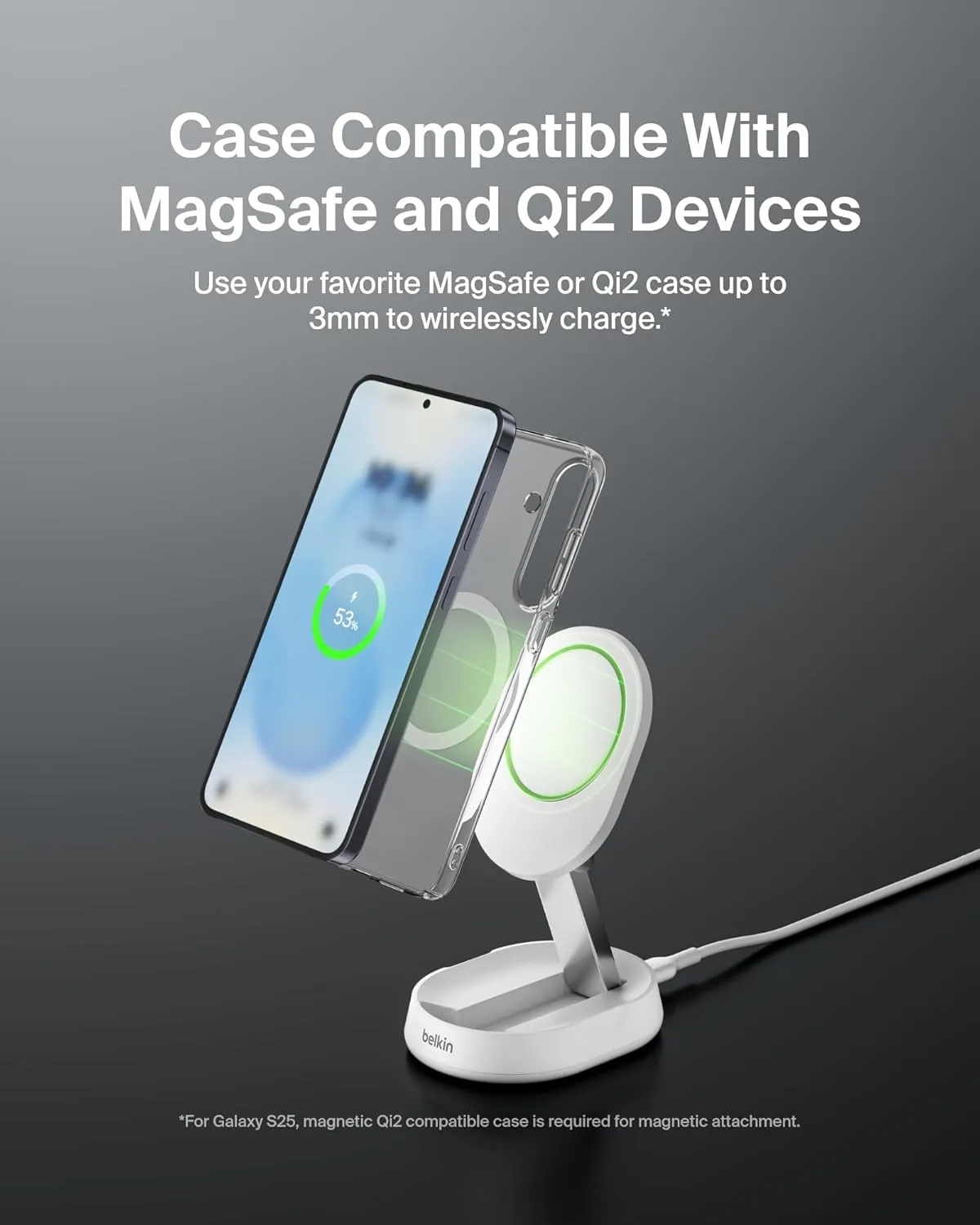 Belkin Convertible Magnetic Charging Stand 15W - MagSafe-Compatible Fast Qi2 Charger