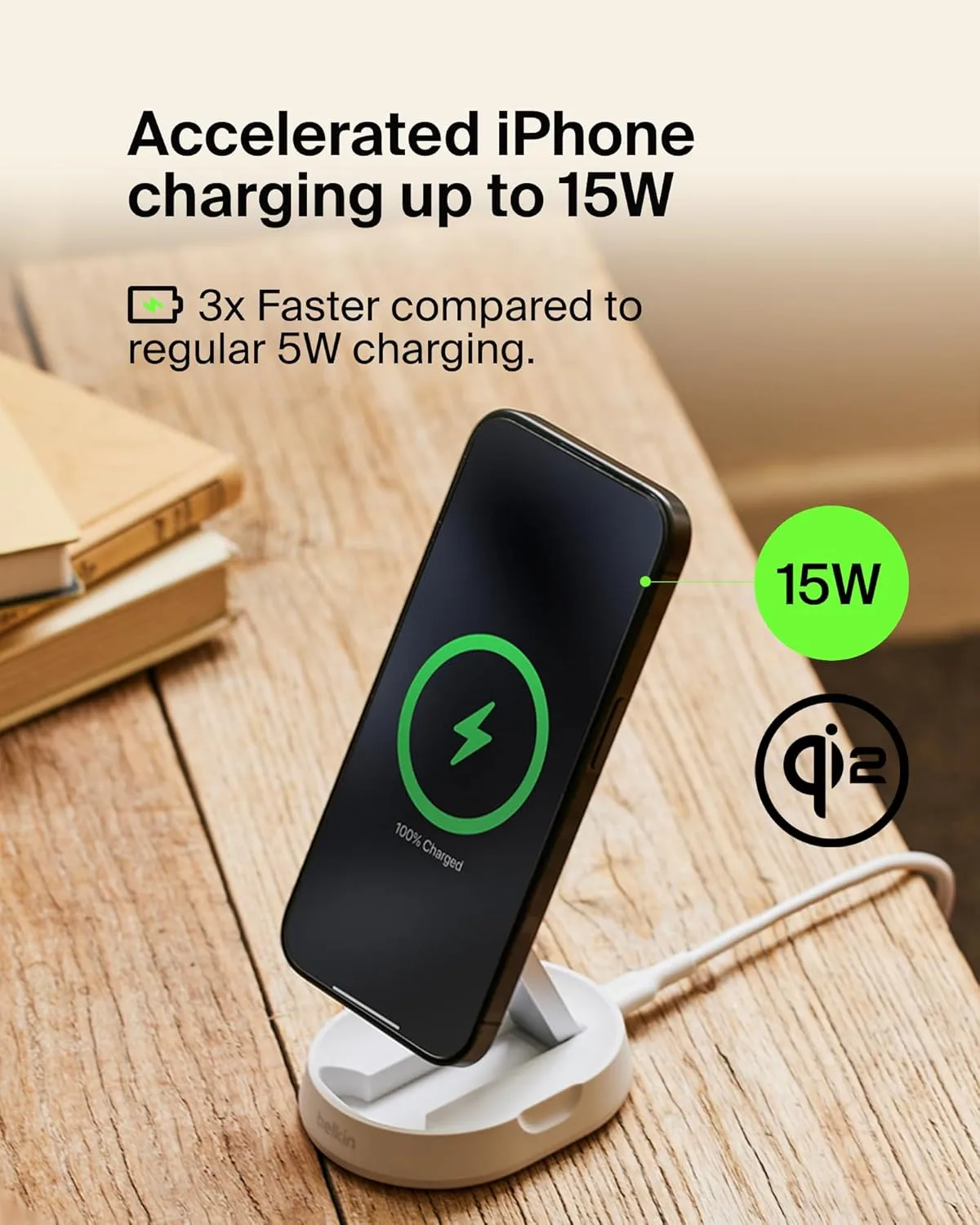 Belkin Convertible Magnetic Charging Stand 15W - MagSafe-Compatible Fast Qi2 Charger