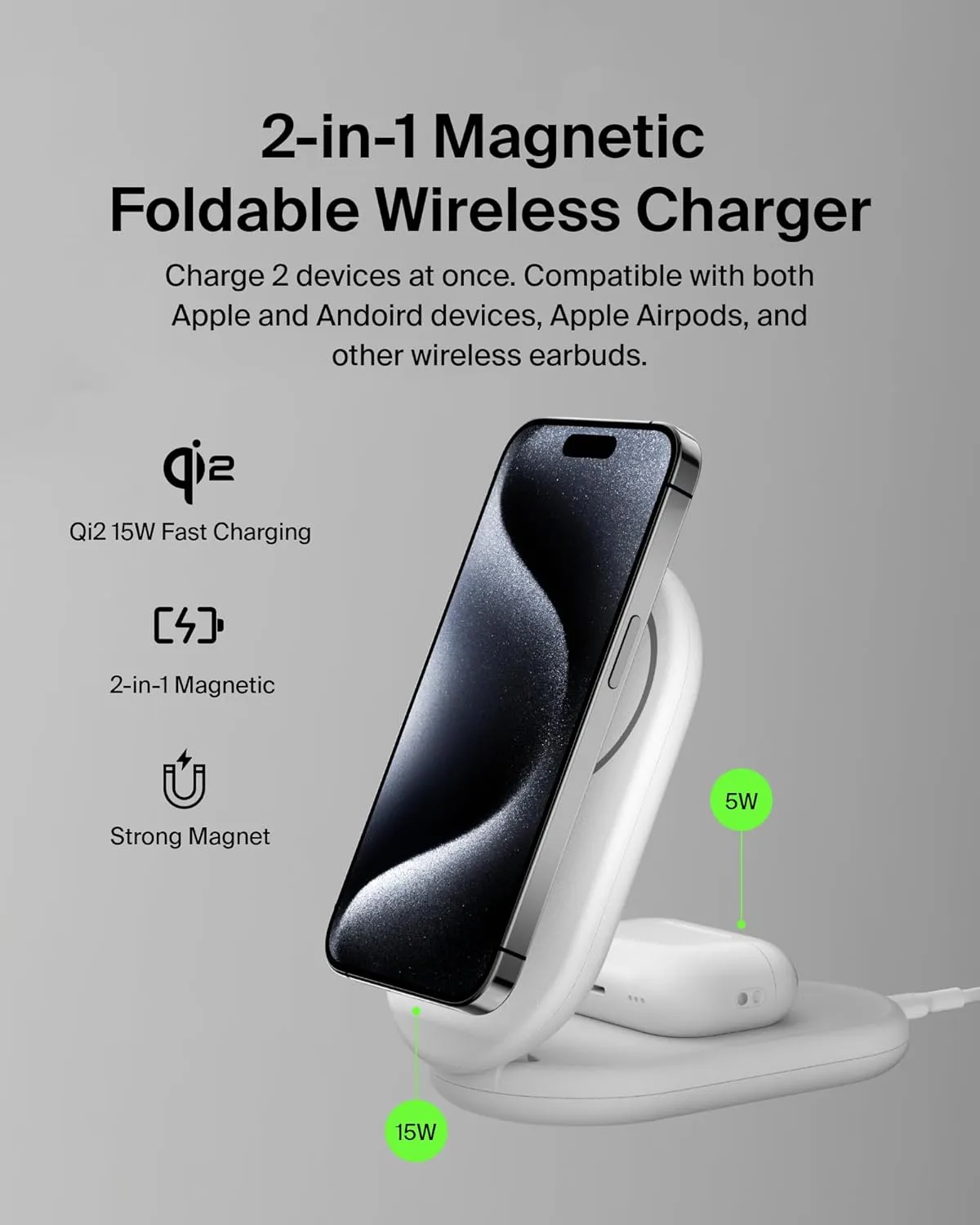 Belkin BoostCharge Magnetic Foldable Charger MagSafe-Compatible Qi2 15W