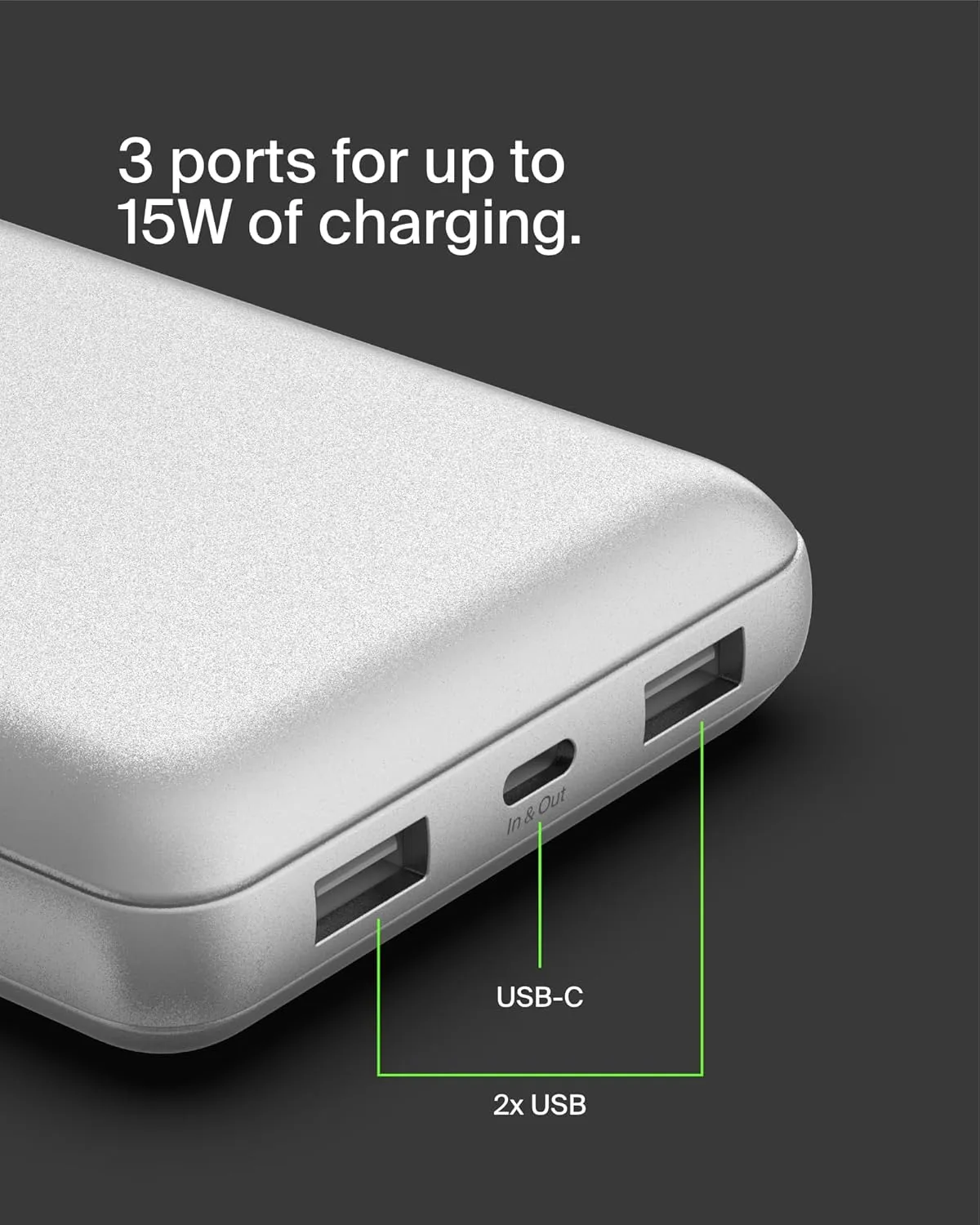 BELKIN Portable Charger, USB-C Power Bank 20,000 mAh with USB-C & 2x USB-A Ports