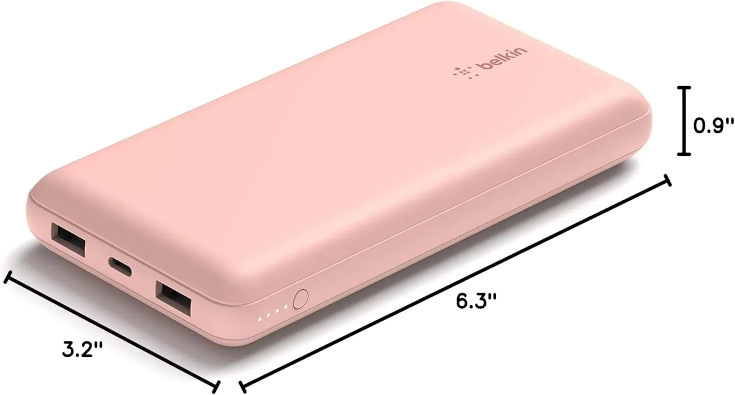 BELKIN Portable Charger, USB-C Power Bank 20,000 mAh with USB-C & 2x USB-A Ports