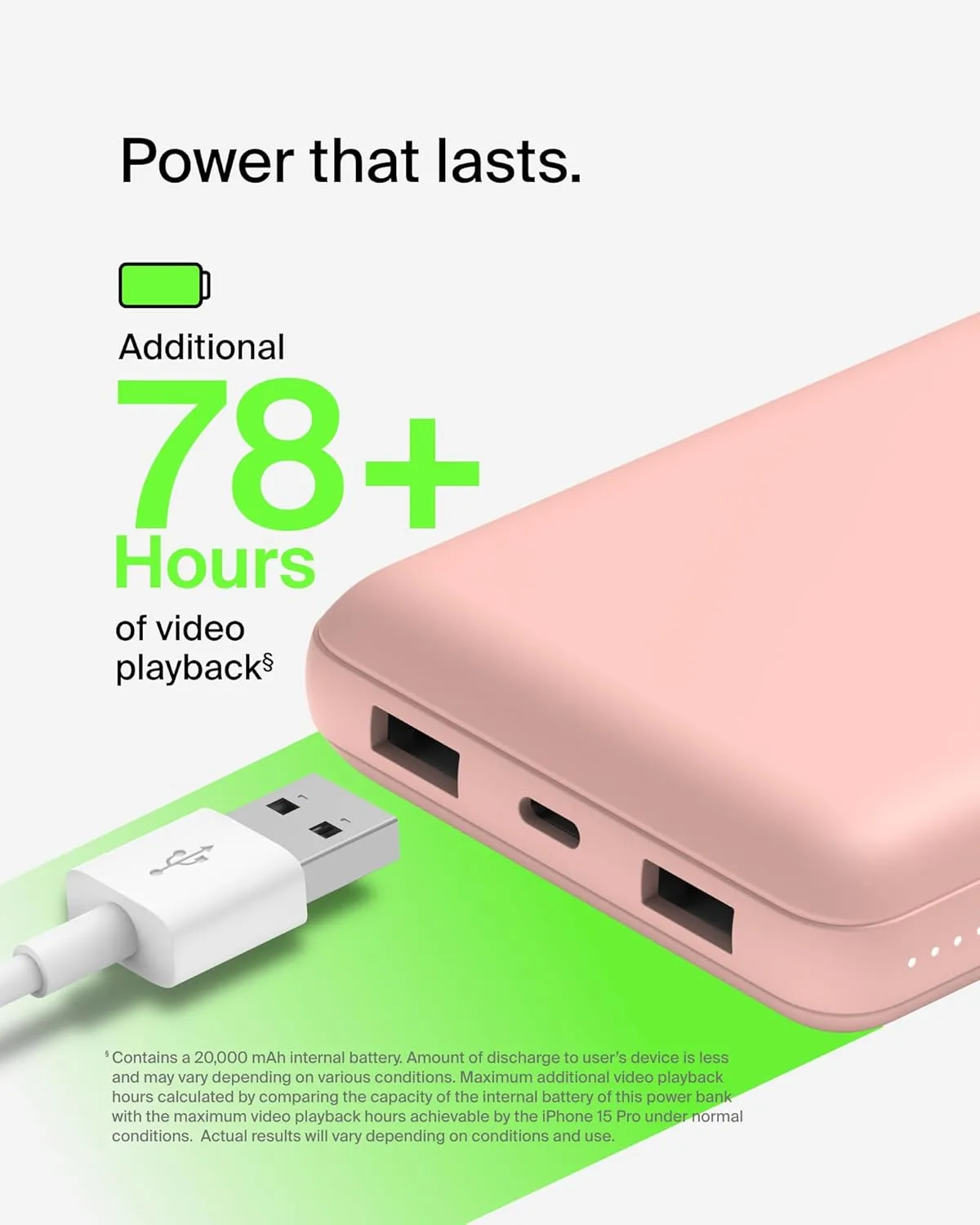 BELKIN Portable Charger, USB-C Power Bank 20,000 mAh with USB-C & 2x USB-A Ports