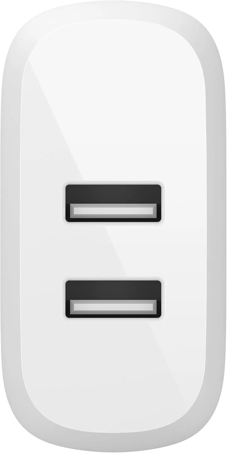 Belkin Dual Port USB Charger Block 24W - iPhone Charger Fast Charging - iPhone 16, 15, 14, iPad Pro, Samsung Galaxy S25