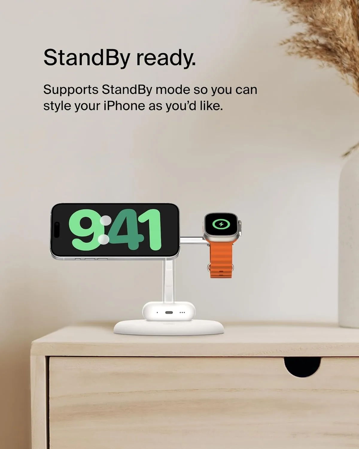 Belkin MagSafe-Compatible 3-in-1 Wireless Charger Stand 15W - Qi2-Certified Gen 2