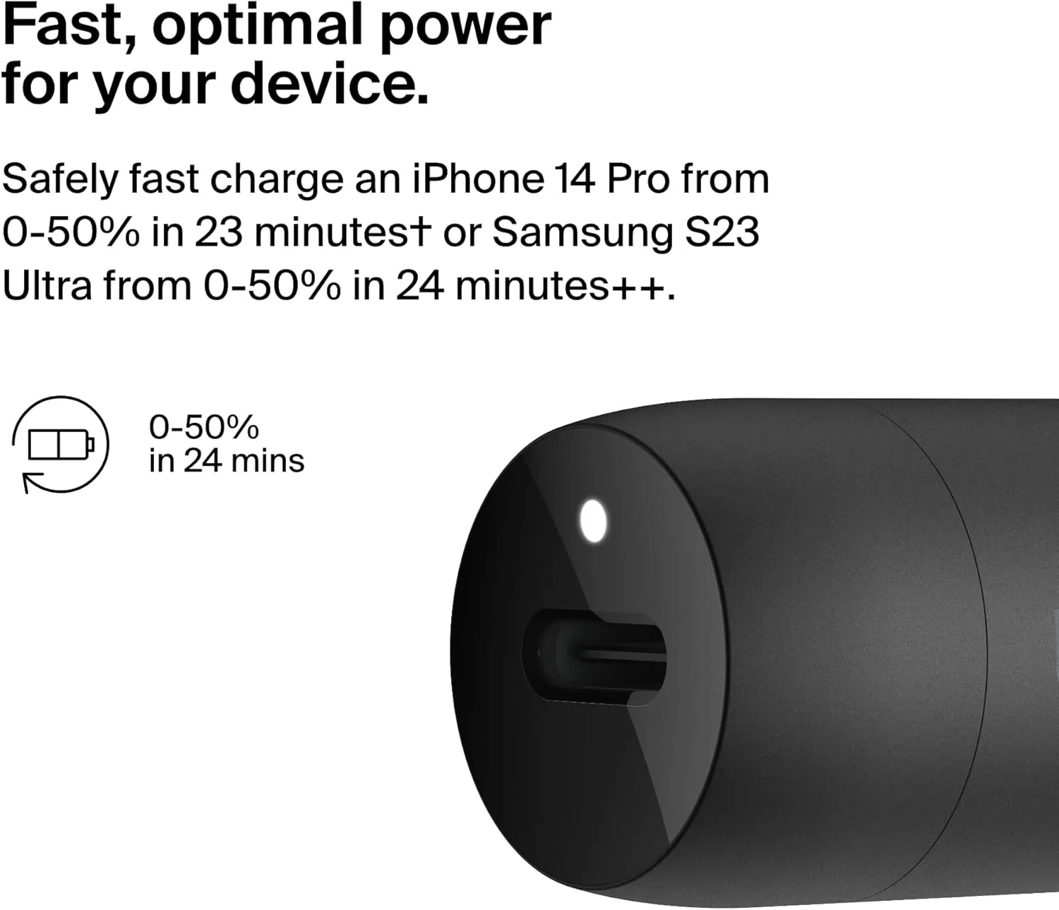 Belkin BoostCharge™ 30W Compact Fast Car Charger withUSB-C Power Delivery Port for iPhone 16, 16 Pro, 15, 15 Pro, Galaxy S25