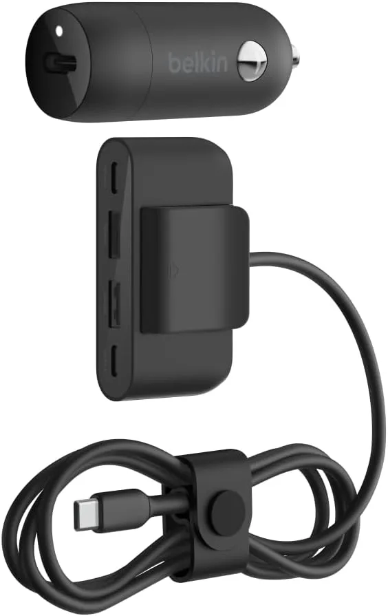 Belkin BoostCharge™ 30W Fast Car Charger, USB-C Power Delivery Port, 4-Port USB Power Extender