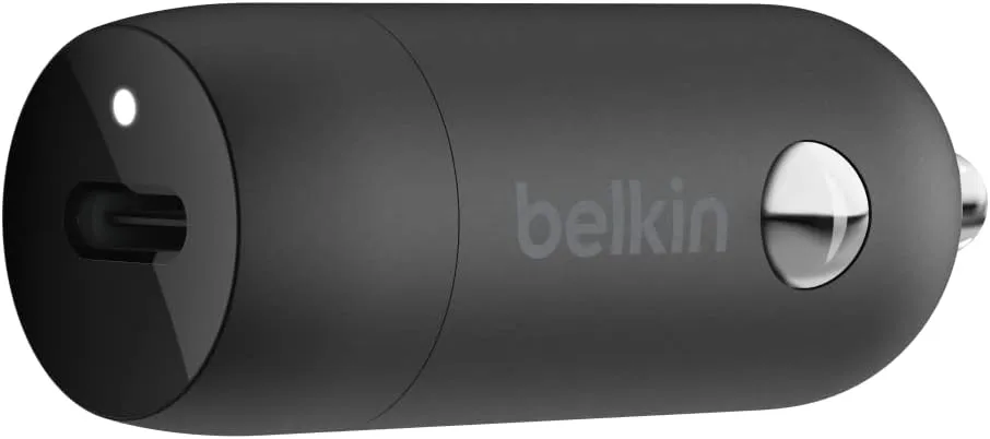 Belkin BoostCharge™ 30W Fast Car Charger, Compact Design withUSB-C Power Delivery Port, USB-C to Lightning Cable Included