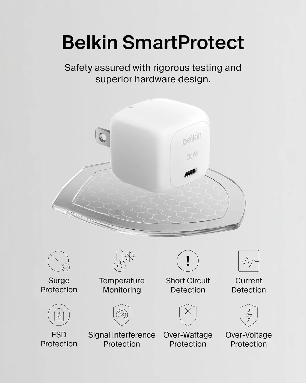 Belkin USB C Charger Block 30W, USB-C PD Super Fast Charging for Apple iPhone 16, 15, 14, Samsung Galaxy S25, Galaxy S24