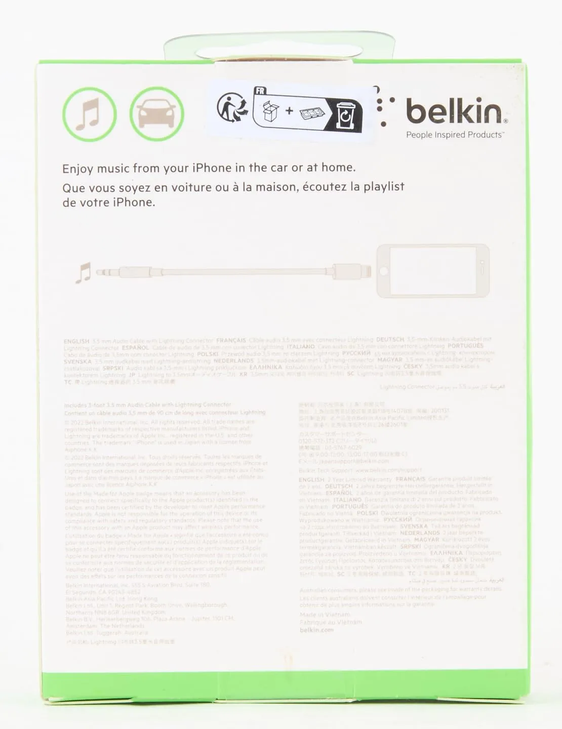 Belkin 3.5mm Audio Cable with Lightning Connector - MFi-Certified