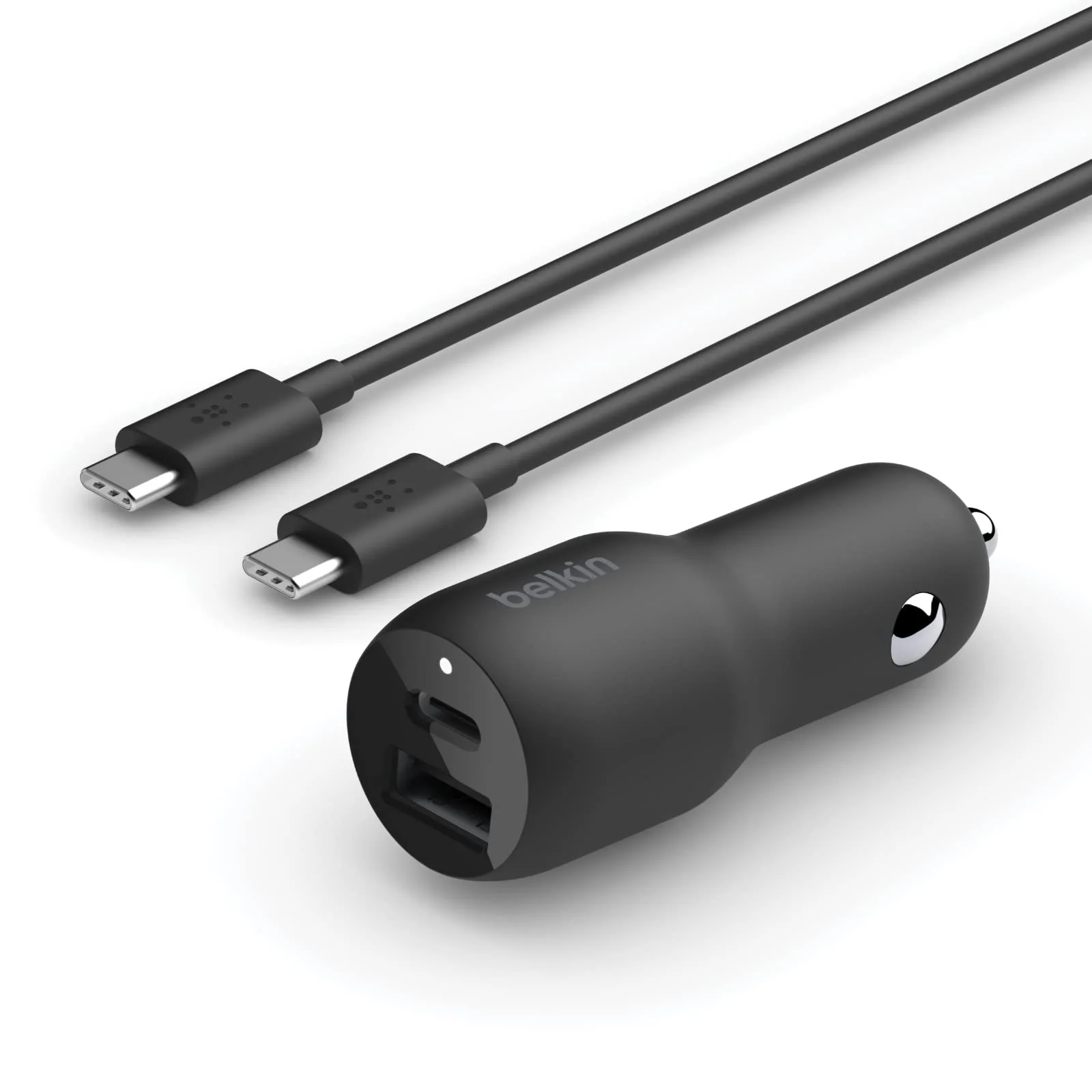 Belkin 37W Dual Port Fast Car Charger with 3.3ft USB-C Cable Included, USB-C 25W PPS Port and USB-A 12W Port for Galaxy S23