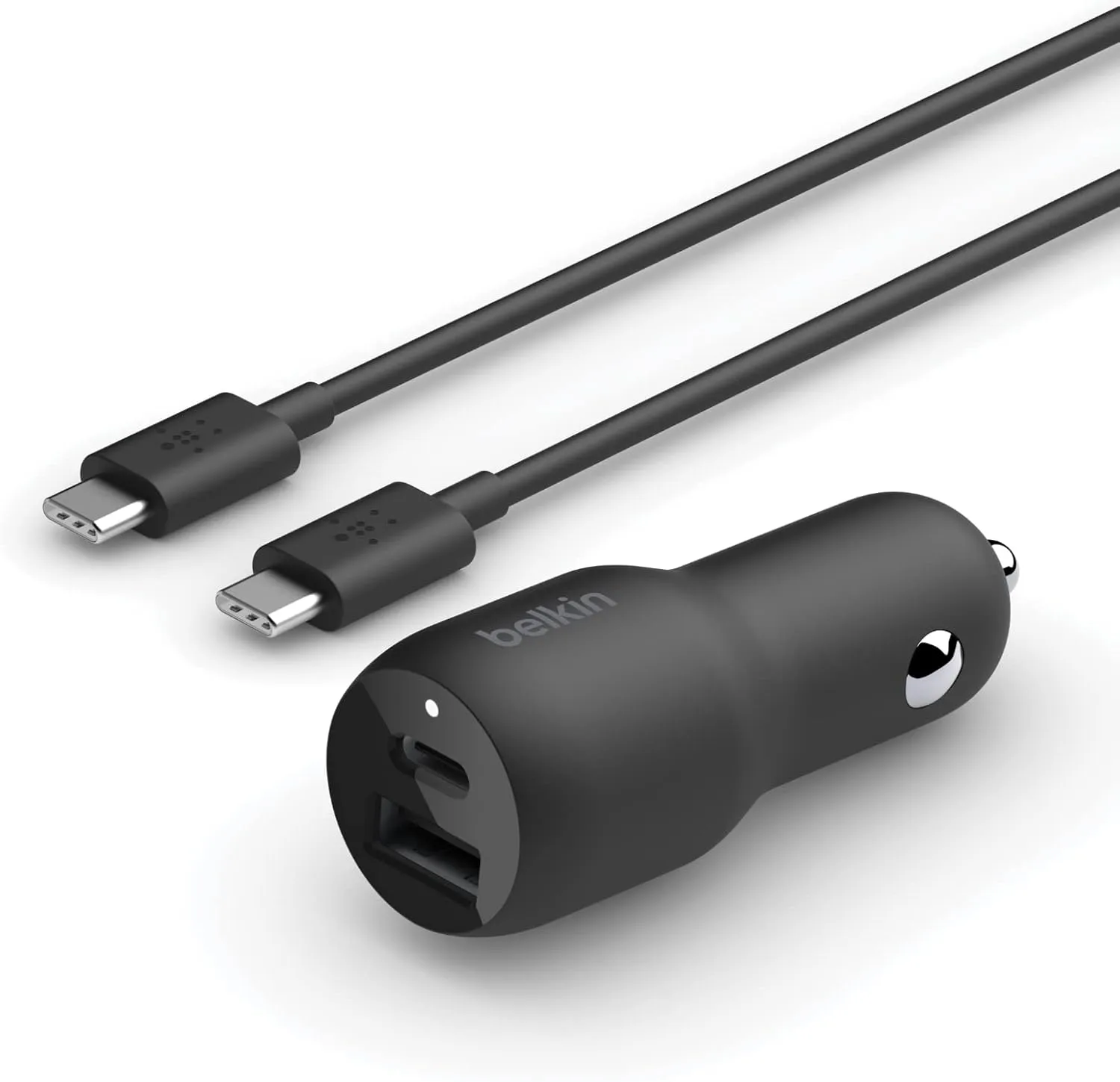 Belkin 37W Dual Port Fast Car Charger with 3.3ft USB-C Cable Included, USB-C 25W PPS Port and USB-A 12W Port for Galaxy S23