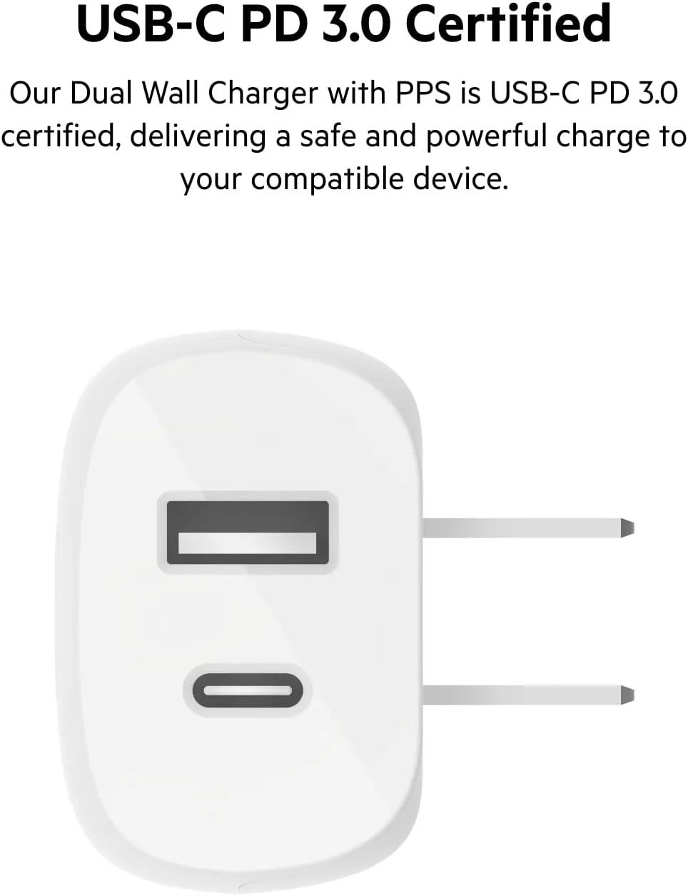Belkin USB C Charger Block 37W - Power Delivery 25W USB-C Port + 12W USB-A Port for PPS Charging Apple iPhone 16, 16
