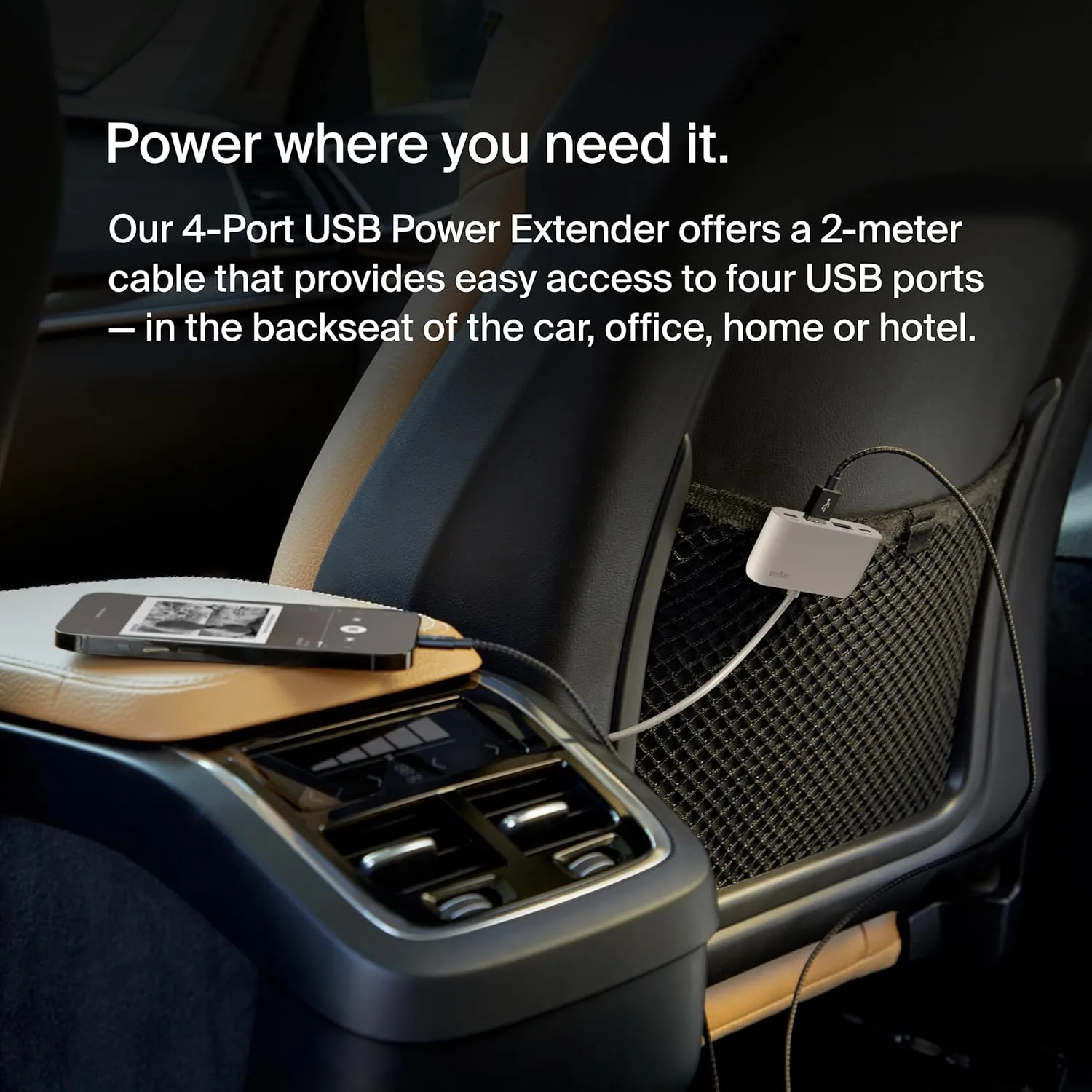 Belkin4-Port Power Extender - Compatible w/USB-C & USB-A Devices - Apple iPhone 17, Air, Pro, Pro Max, iPad, AirPods, Apple Watch, Samsung Galaxy S25, Nintendo Switch 2, Google Pixel 10, etc - White
