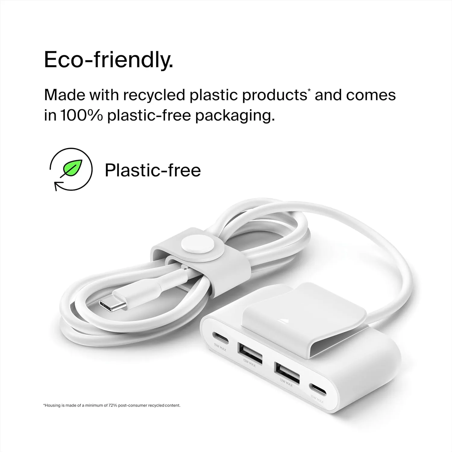 Belkin4-Port Power Extender - Compatible w/USB-C & USB-A Devices - Apple iPhone 17, Air, Pro, Pro Max, iPad, AirPods, Apple Watch, Samsung Galaxy S25, Nintendo Switch 2, Google Pixel 10, etc - White