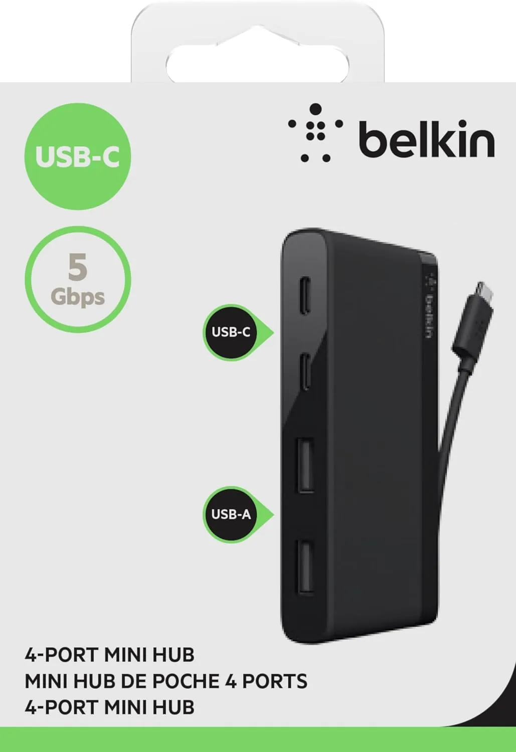 Belkin 4-Port USB-C Mini Hub – 2 USB-C & 2 USB-A, Ultra Portable
