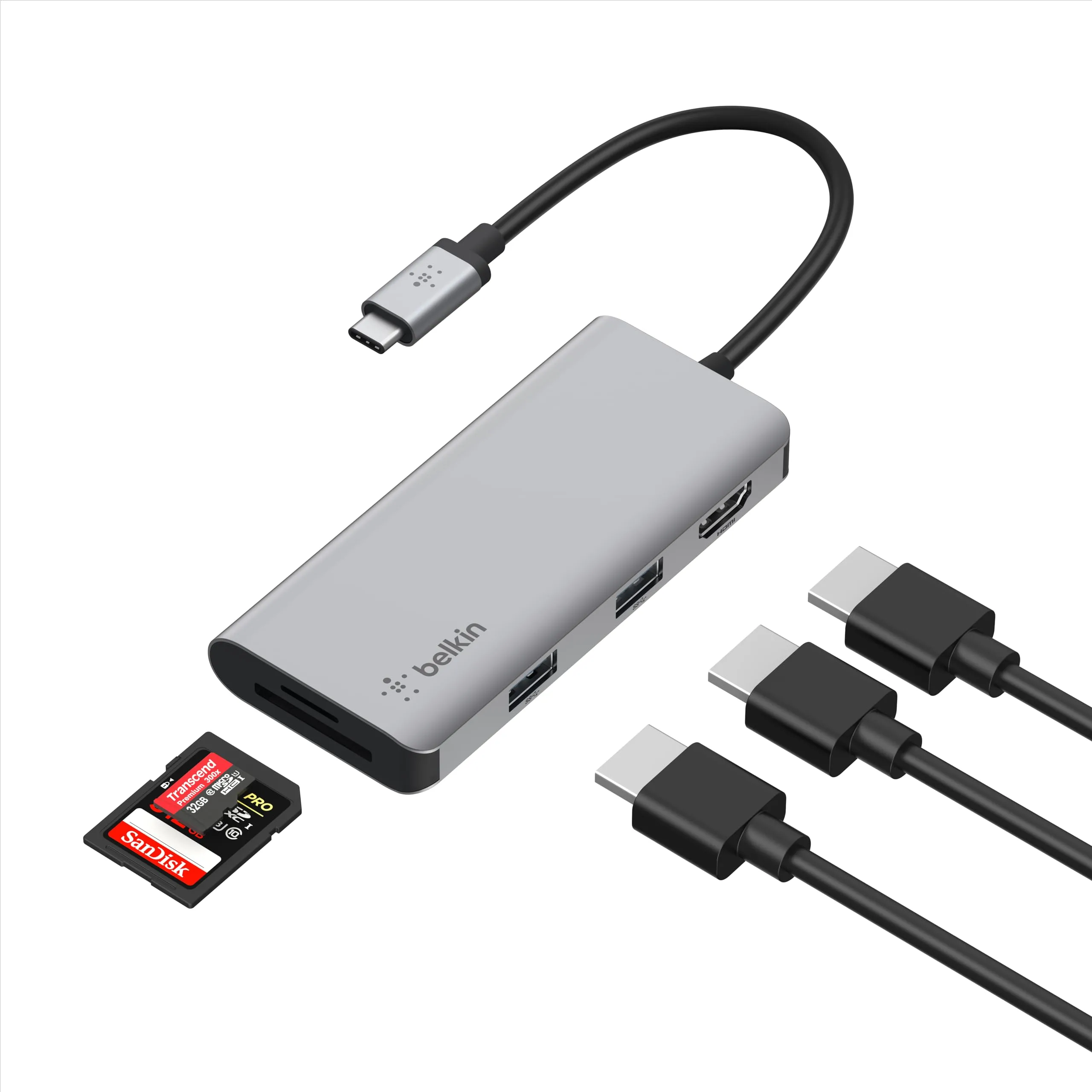 Belkin USB-C MultiPort Docking Station with 4K HDMI, SD & microSD Card Readers and USB-A Ports