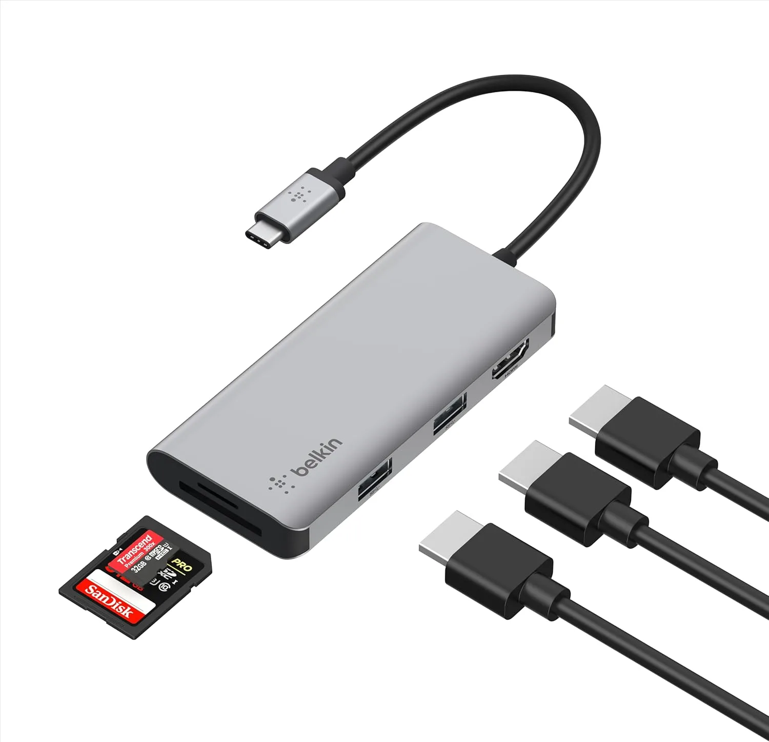 Belkin USB-C MultiPort Docking Station with 4K HDMI, SD & microSD Card Readers and USB-A Ports