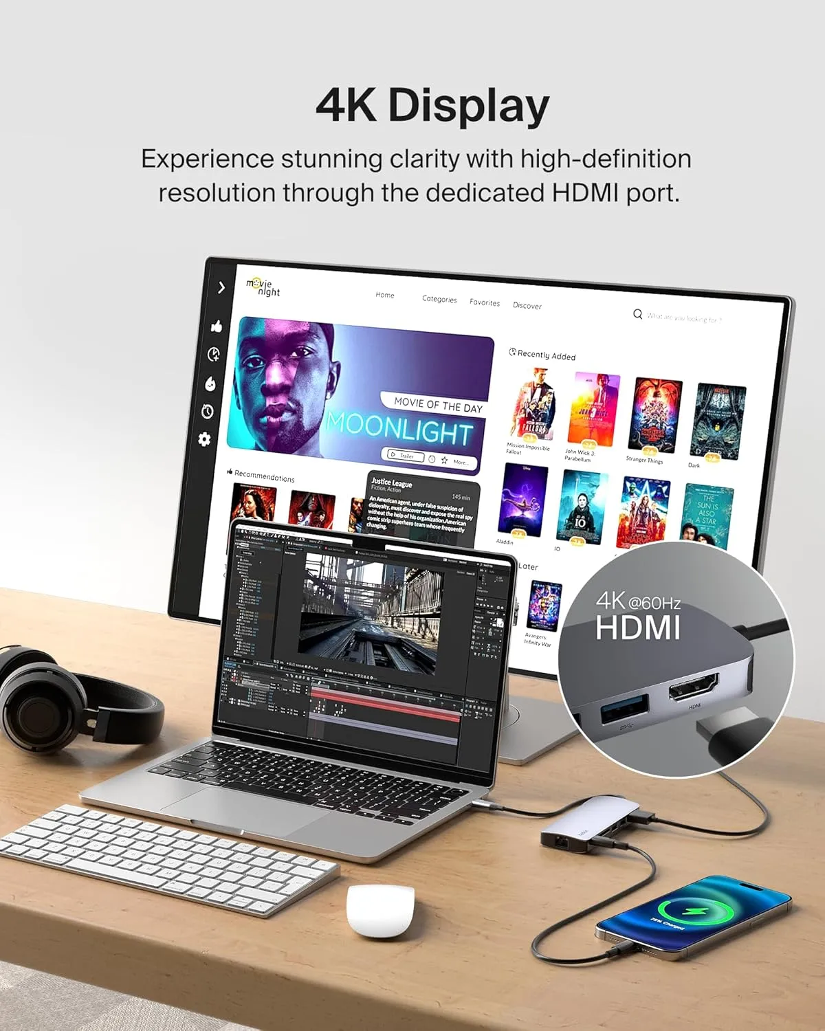 Belkin USB-C Hub - 6-in-1Multi-PortAdapter Dock with 4K HDMI, USB-C 100W PD Pass-Through Charging, 2X USB-A Ports