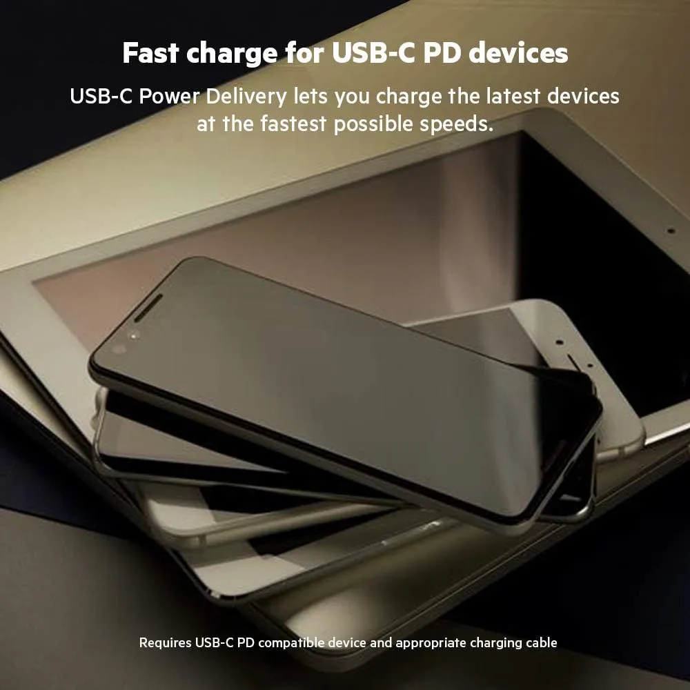 Belkin Dual Port USB C Charger Block 68W - GaN Fast Charging - Type C - USB-C PD Charge for Apple iPhone 16