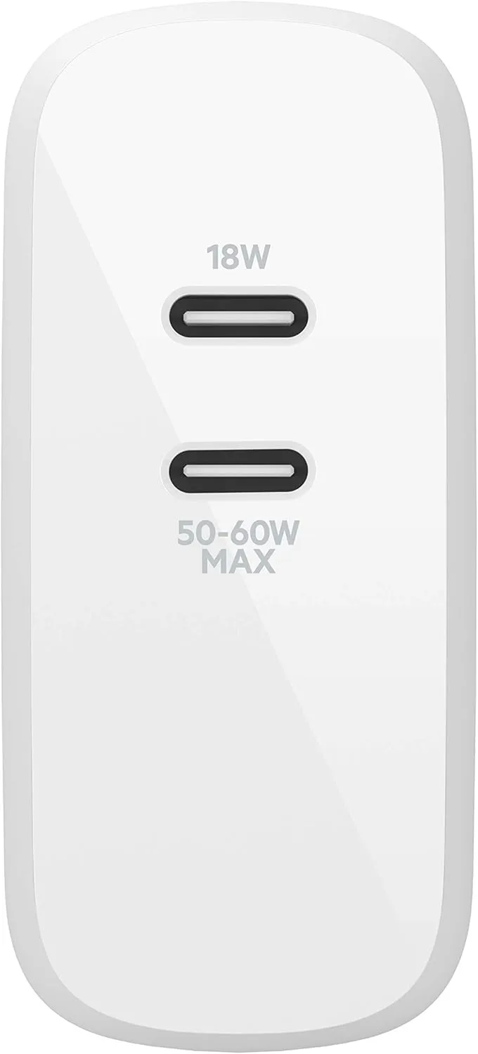 Belkin Dual Port USB C Charger Block 68W - GaN Fast Charging - Type C - USB-C PD Charge for Apple iPhone 16