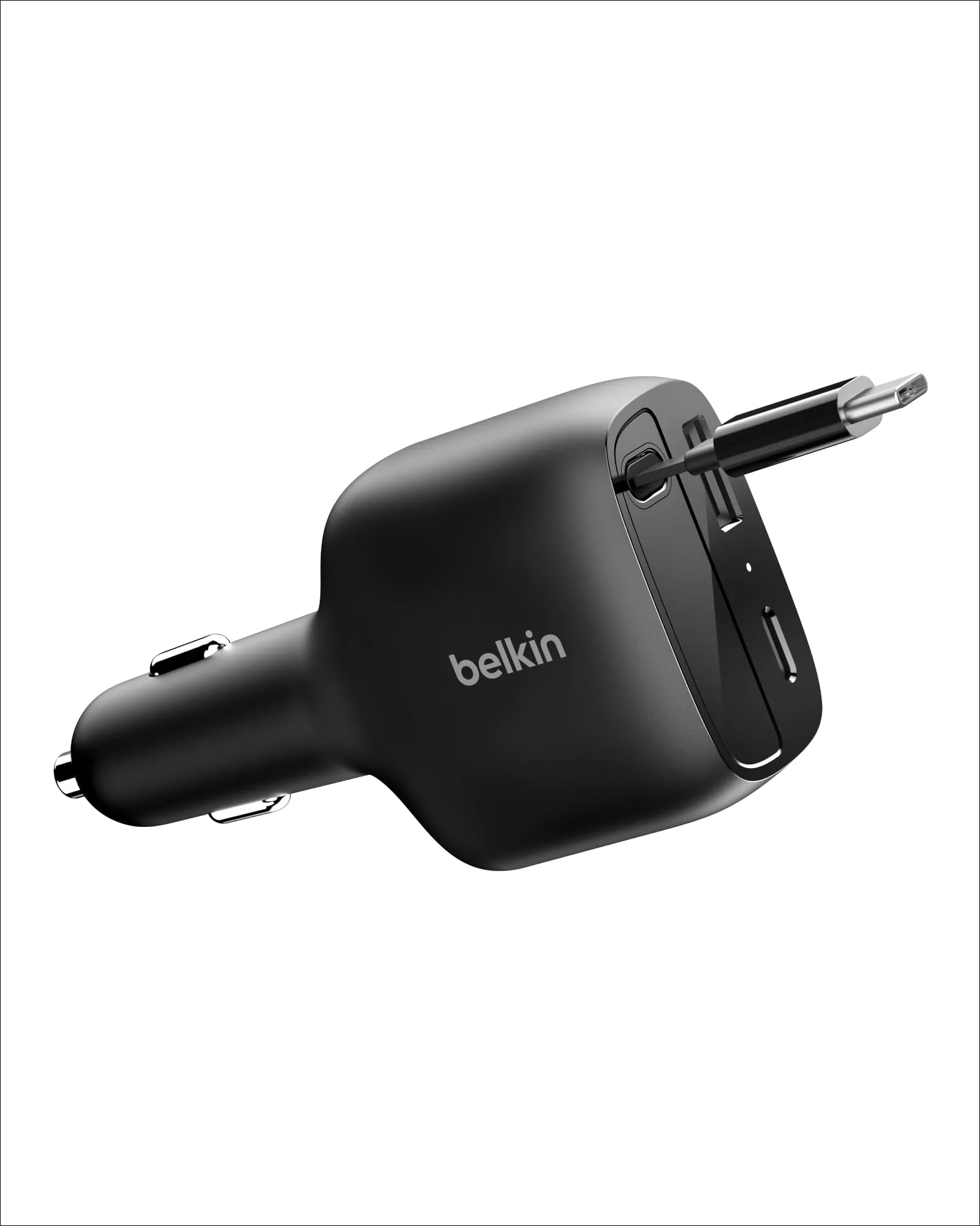 Belkin USB C Car Charger 75W w/ 30in Retractable USB C Cable - iPhone Charger, Compatible with iPhone 17 & 16 Series, Galaxy S25 Series, AirPods, Tablet, MacBook, Chromebook, etc. - Travel Essentials