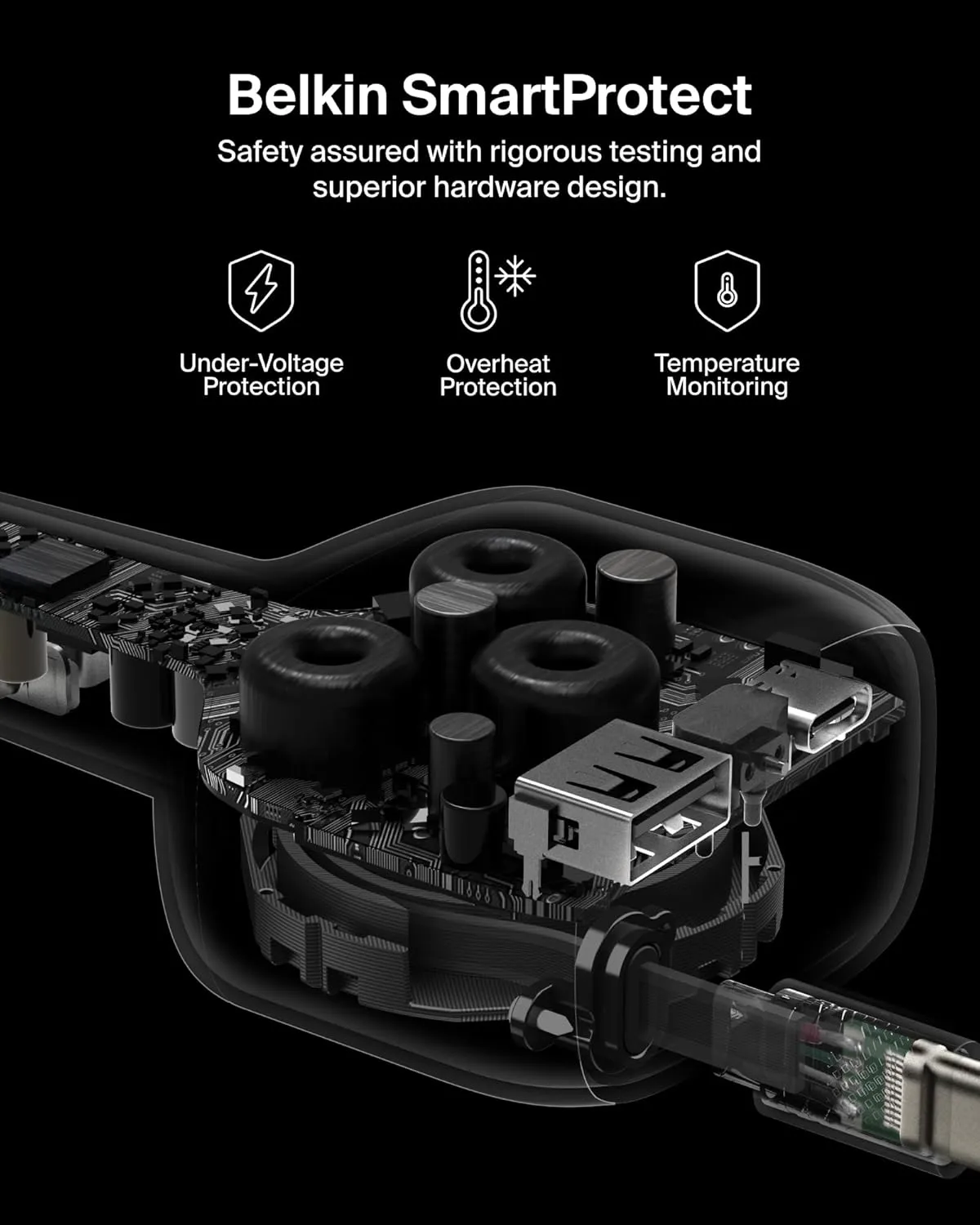 Belkin USB C Car Charger 75W w/ 30in Retractable USB C Cable - iPhone Charger, Compatible with iPhone 17 & 16 Series, Galaxy S25 Series, AirPods, Tablet, MacBook, Chromebook, etc. - Travel Essentials