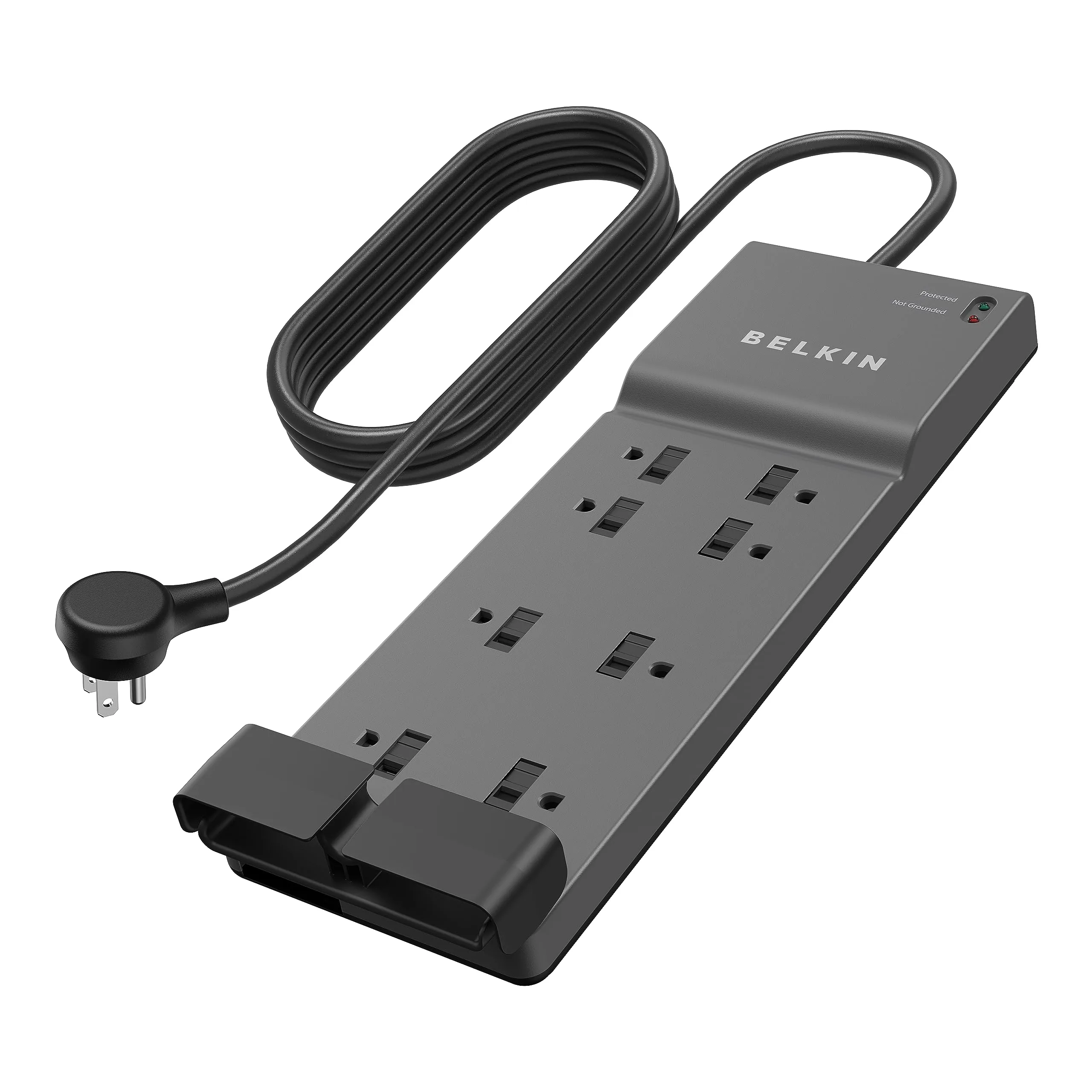 Belkin 8-Outlet Surge Protector Power Strip, 6 ft Flat Plug, 3390 Joules