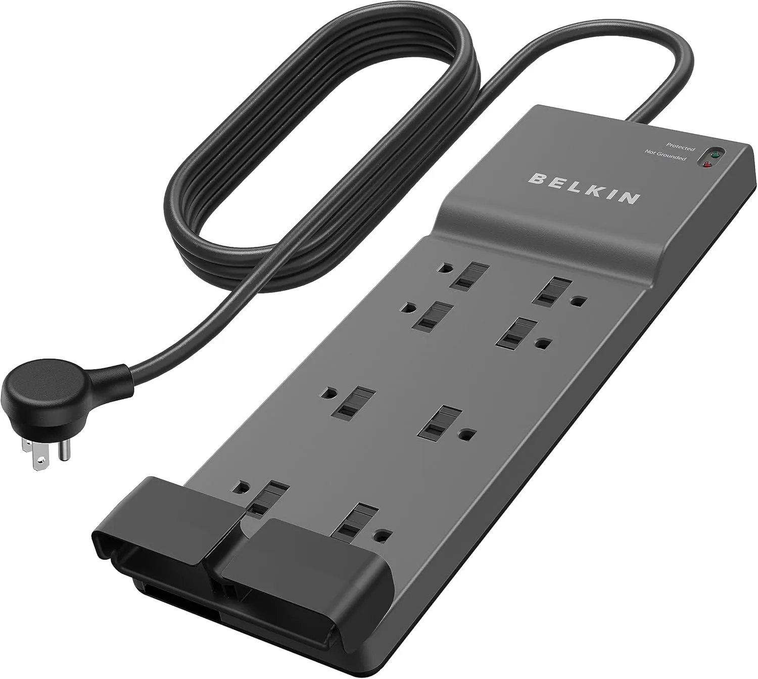 Belkin 8-Outlet Surge Protector Power Strip, 6 ft Flat Plug, 3390 Joules