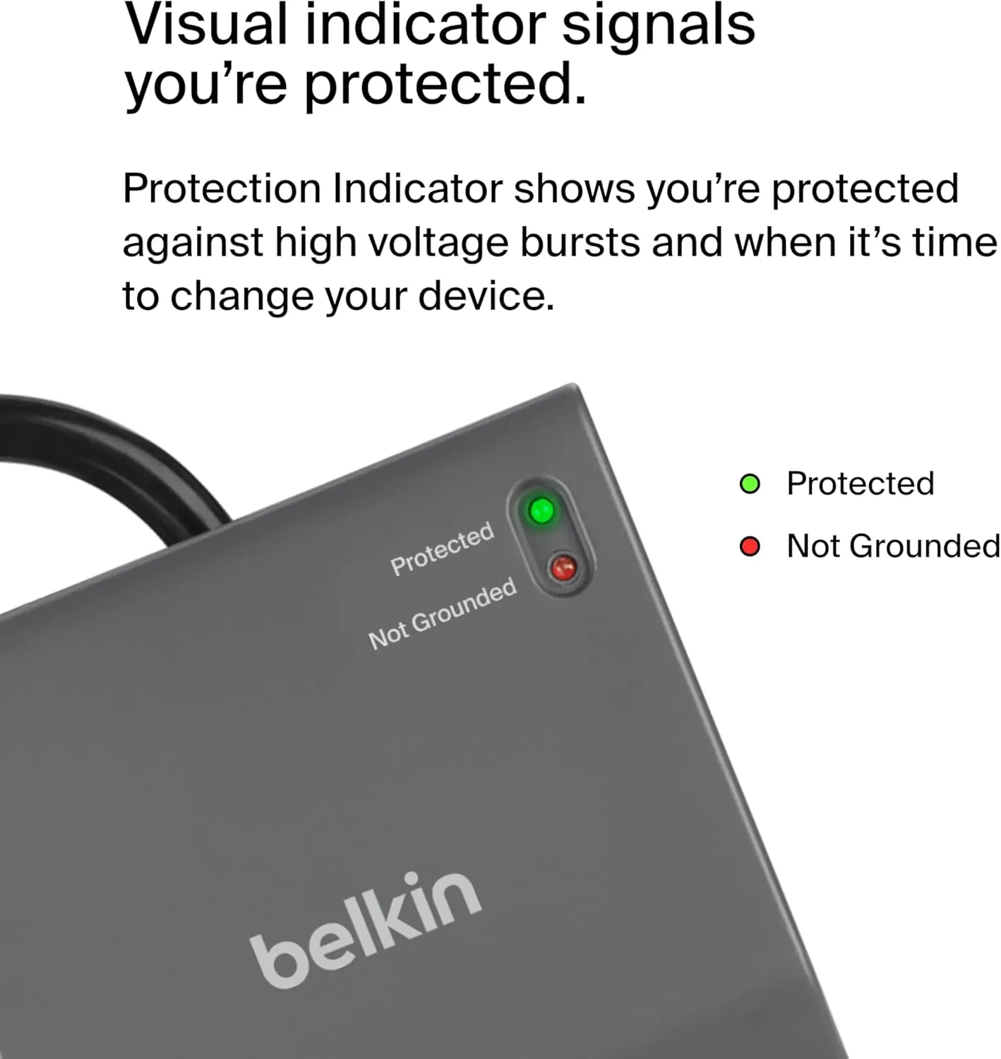 Belkin 8-Outlet Surge Protector Power Strip, 6 ft Flat Plug, 3390 Joules