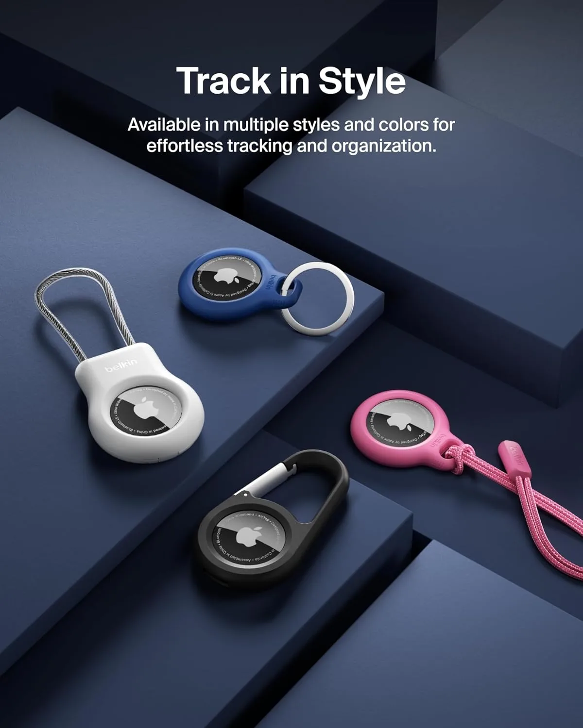 Belkin Apple AirTag Secure Holder with Key Ring - Durable Scratch-Resistant Case with Open Face & Raised Edges