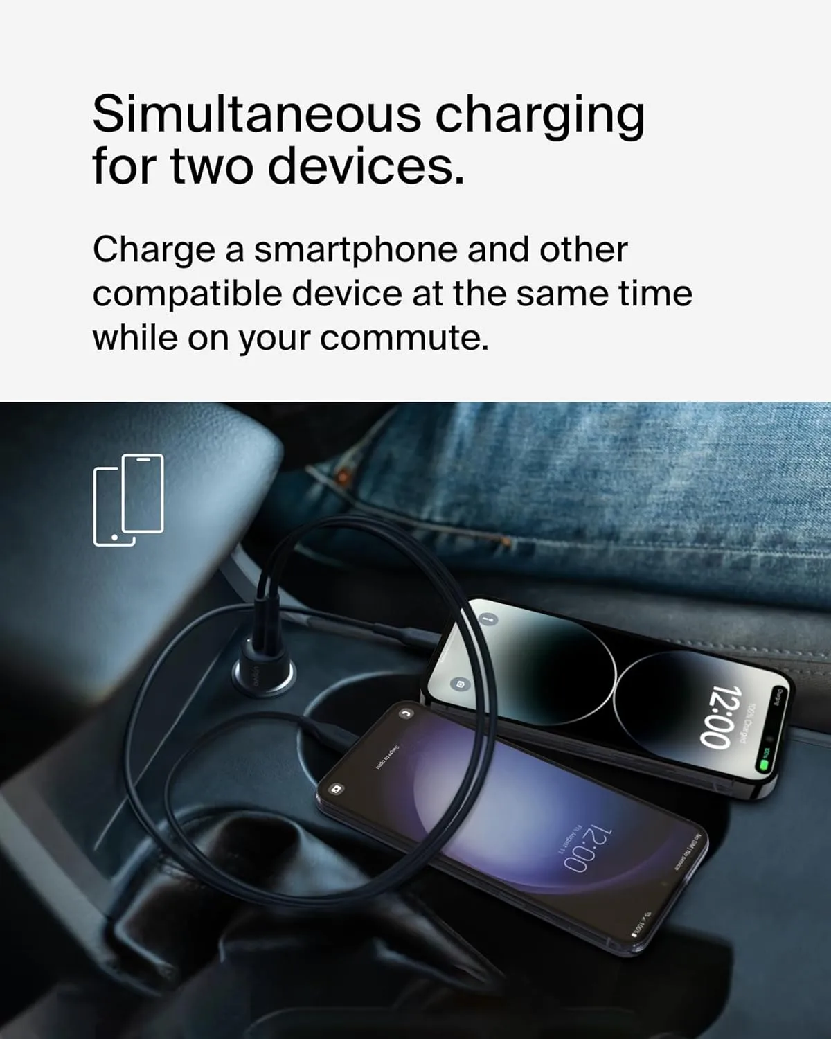Belkin BoostCharge Dual Car Charger 42W (30W USB-C PD 3.1 + 12W USB-A)