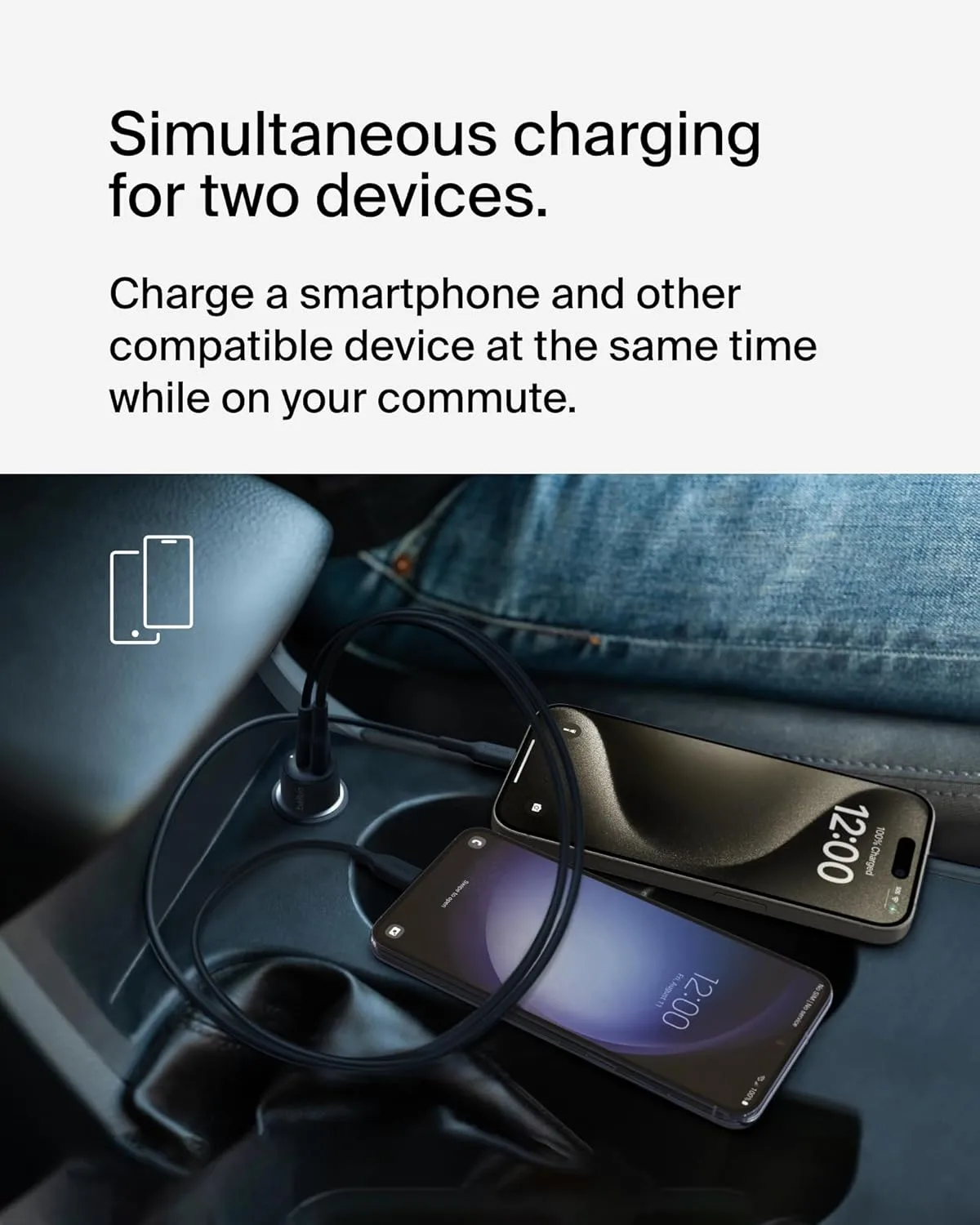 Belkin BoostCharge Dual Car Charger 42W (30W USB-C PD 3.1 + 12W USB-A)