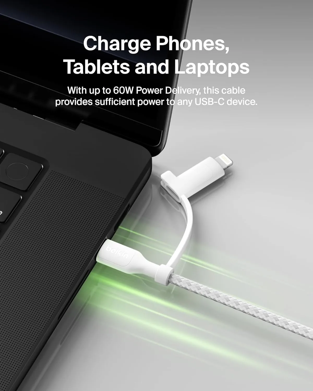 Belkin BoostCharge Braided 2-in-1 USB-C to Lightning Cable