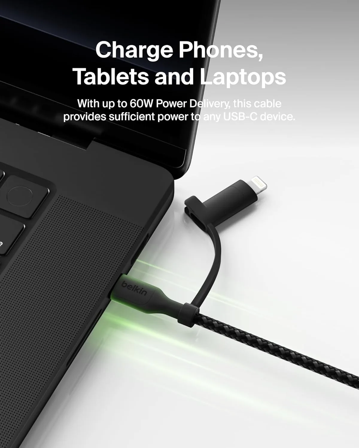 Belkin BoostCharge Braided 2-in-1 USB-C to Lightning Cable