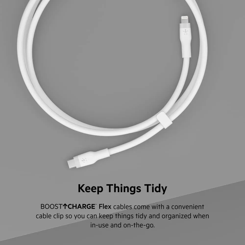 Belkin BoostCharge Flex Silicone USB-C to Lightning Cable (2M/6.6FT), MFi-Certified Charging Cable for iPhone Series