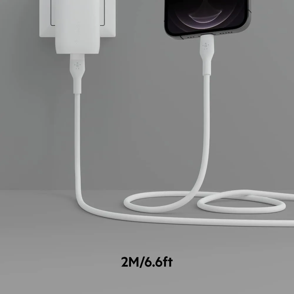 Belkin BoostCharge Flex Silicone USB-C to Lightning Cable (2M/6.6FT), MFi-Certified Charging Cable for iPhone Series