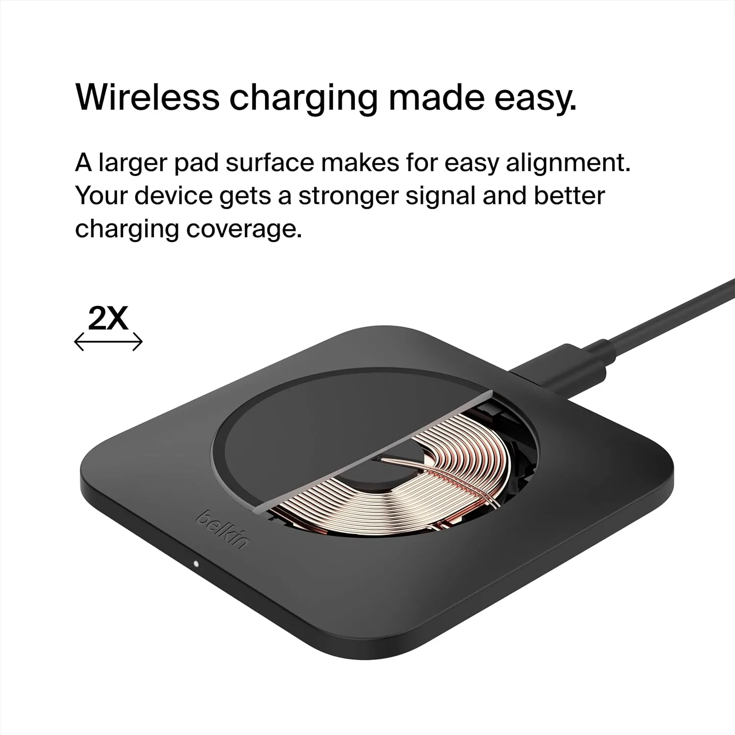 Belkin BoostCharge Pro 15W Universal Easy Align Wireless Charging Pad, Fast Qi Charger, Large Charging Pad for Apple iPhone