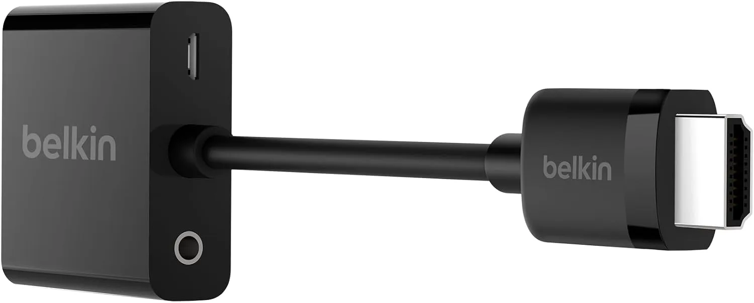 Belkin HDMI to VGA Adapter withMicro-USB Power & Audio Support for Presentations, Gaming