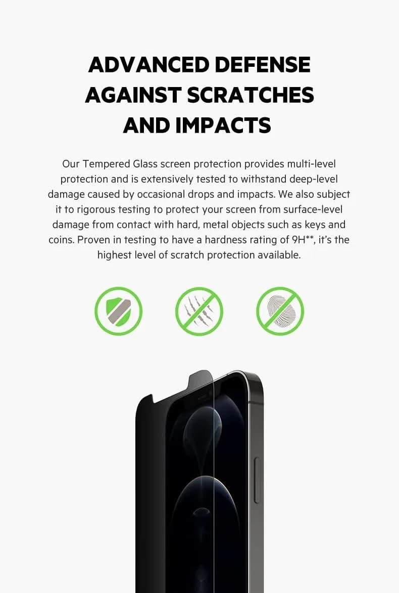 BELKIN ScreenForce TemperedGlass Anti-Microbial Screen Protector for iPhone 12/12 Pro/12 Pro Max