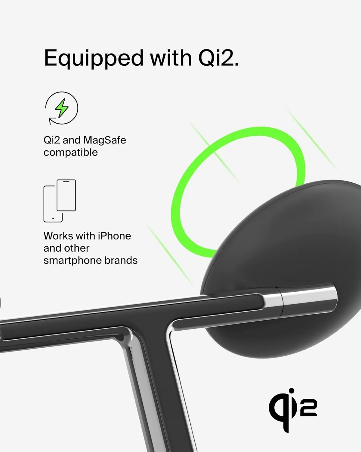 Belkin MagSafe-Compatible 3-in-1 Wireless Charger Stand 15W - Qi2-Certified Gen 2