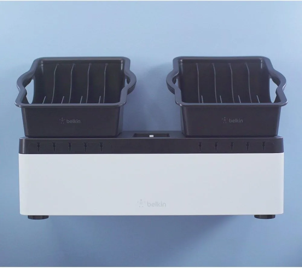 Belkin Store and Charge Go with Fixed Dividers - Space-Saving Wall Mount w/ 10-Device Base and Back Indent for Easy Mounting