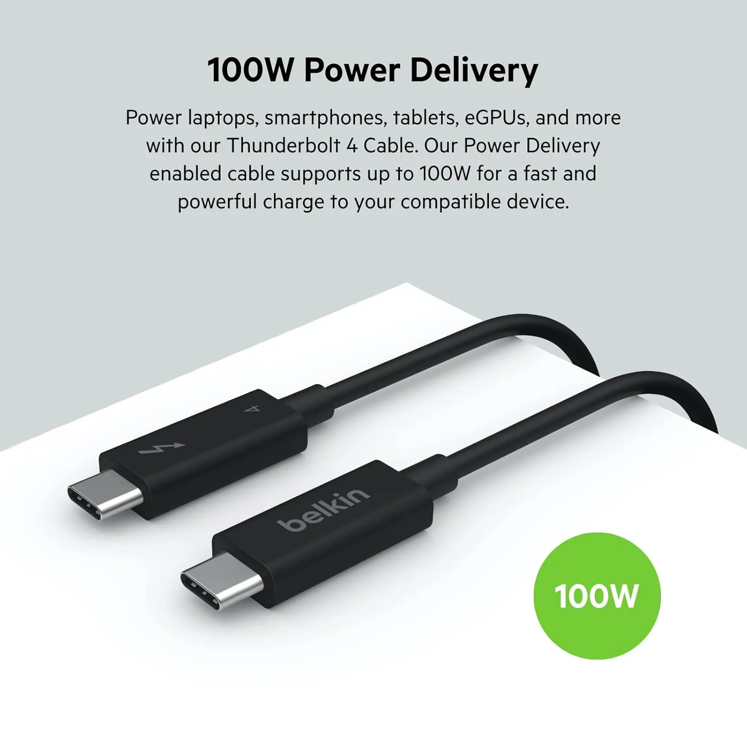 Belkin Thunderbolt 4 Cable USB-C to USB-C w/ 100W Power Delivery
