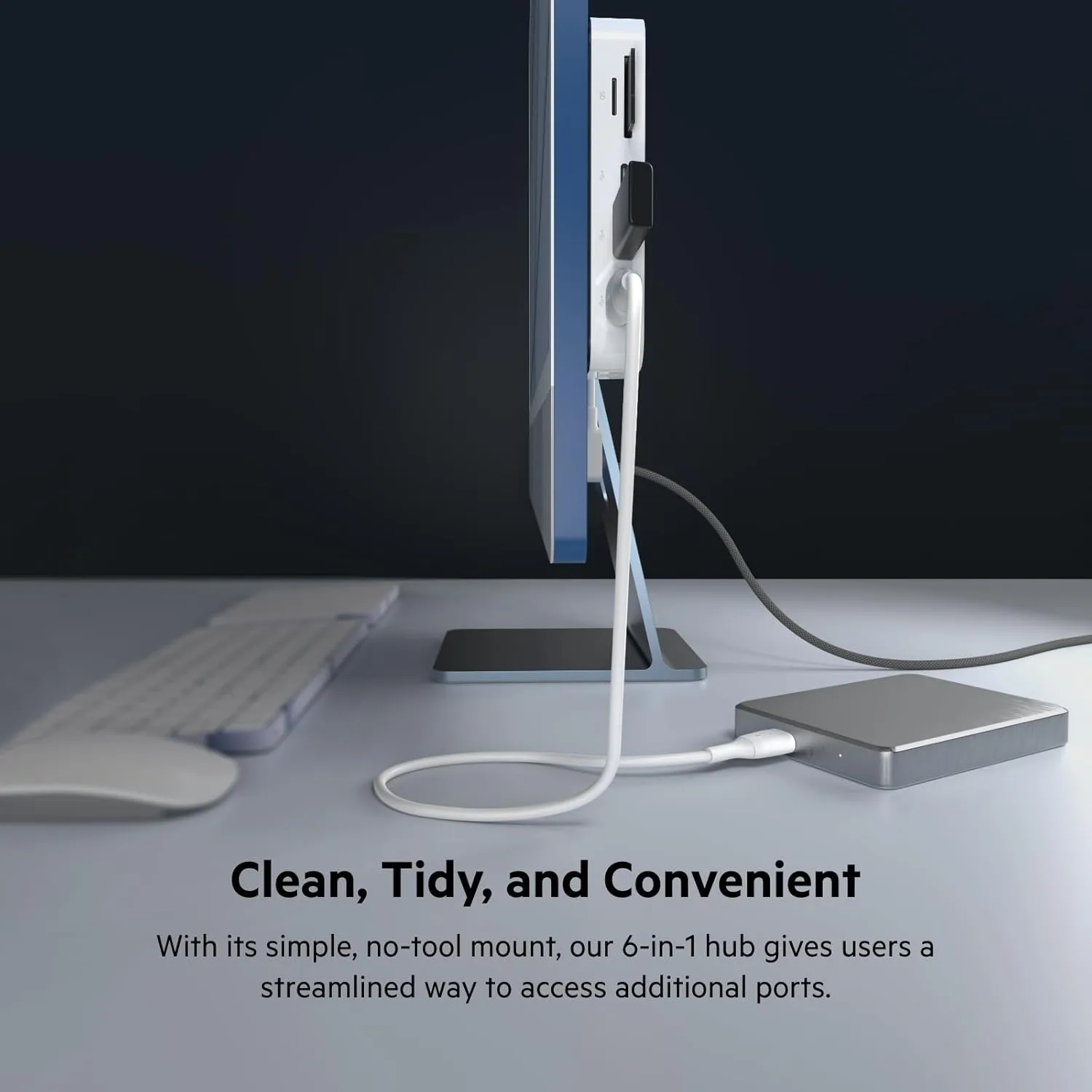 Belkin USB-C 6-in-1 Multiport Hub with Mount, USB-C Docking Station with MicroSD Card Reader, Powered USB Hub