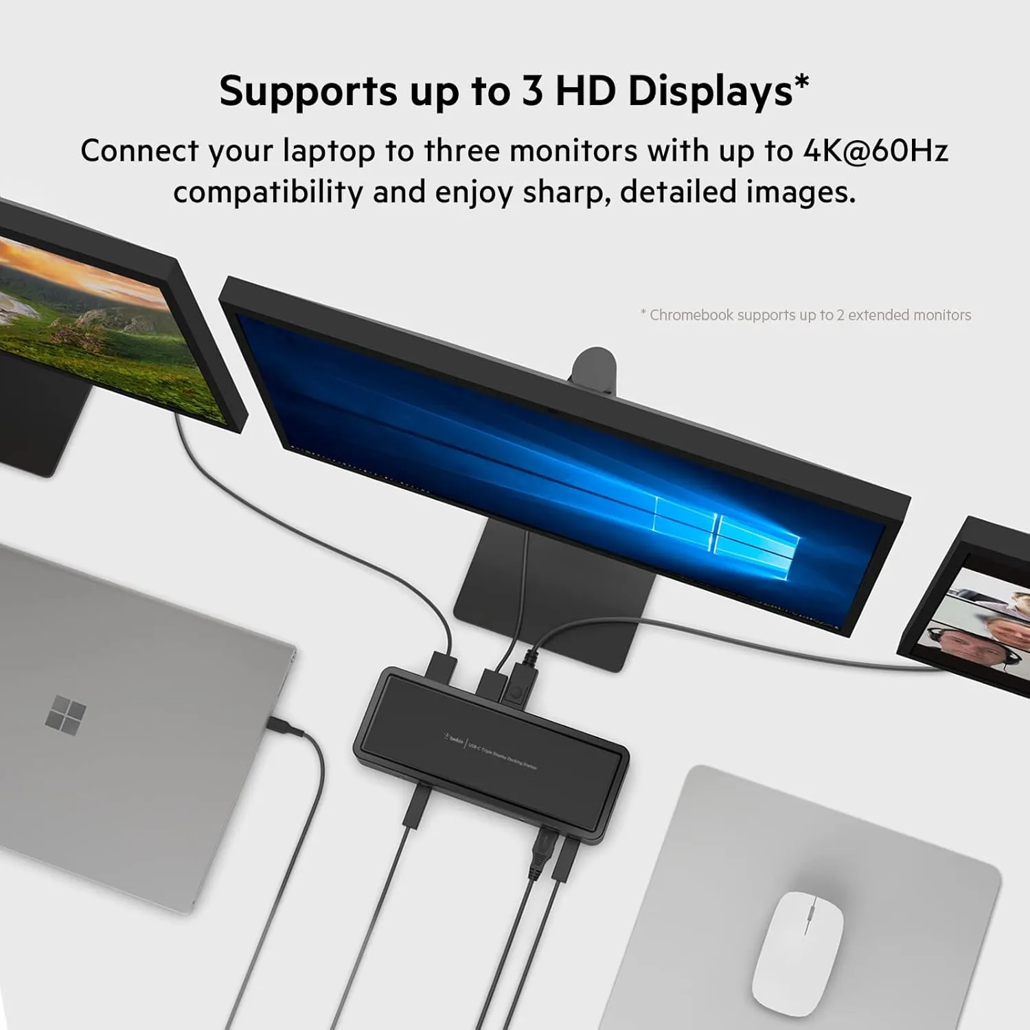 Belkin USB C Docking Station 65W, Type C Hub - Supports Multiple Displays with HDMI 2.0, DisplayPort, USB C Ports