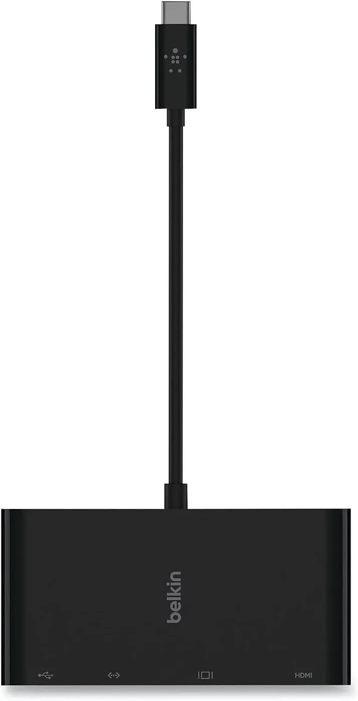 Belkin USB-C Multimedia Adapter - HDMI, Ethernet, USB-A, USB-C, VGA, 4K, Black