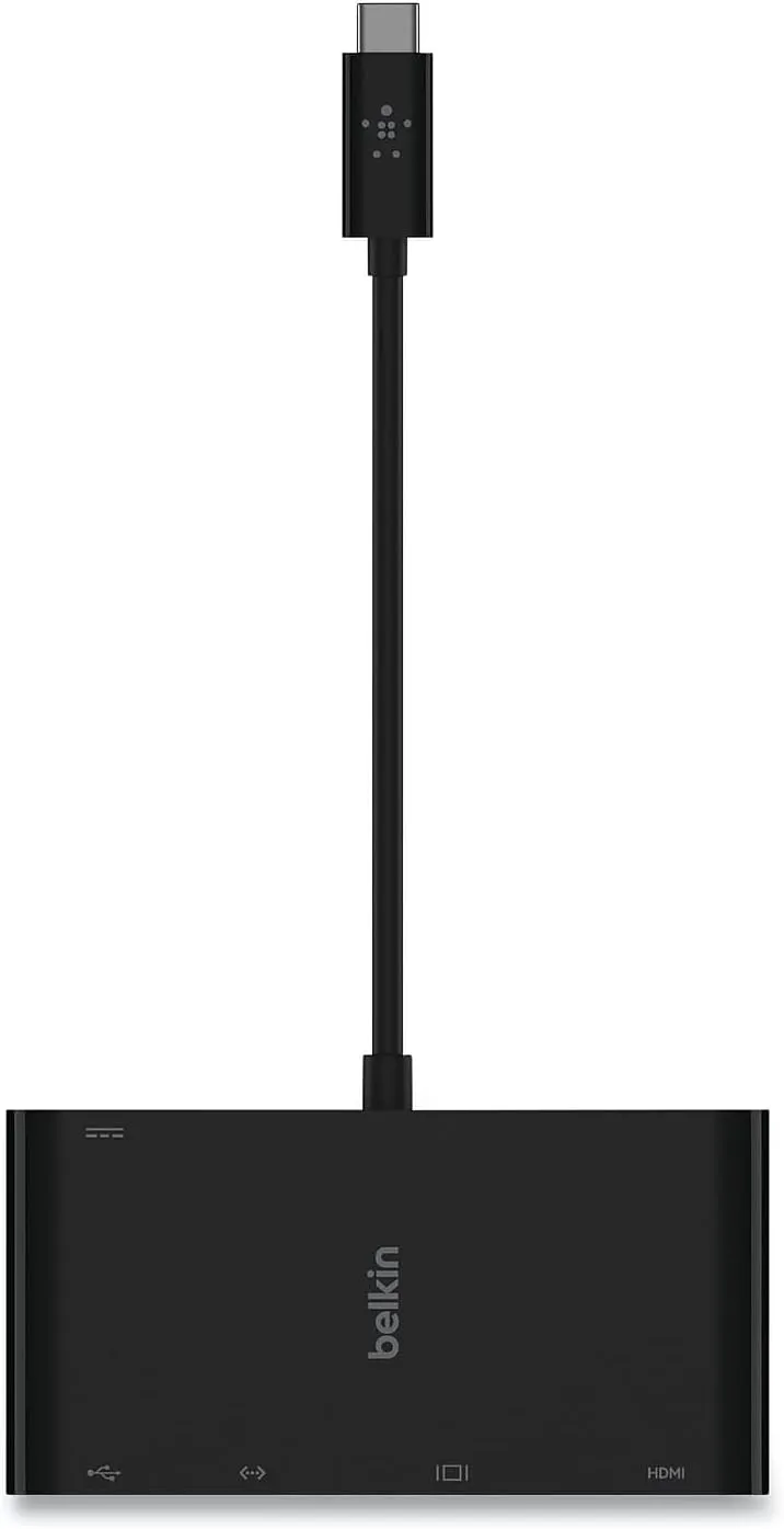 Belkin USB-C Multimedia + Charge Adapter, 4K HDMI/USB-A/USB-C/VGA, 4.9 ft, Black