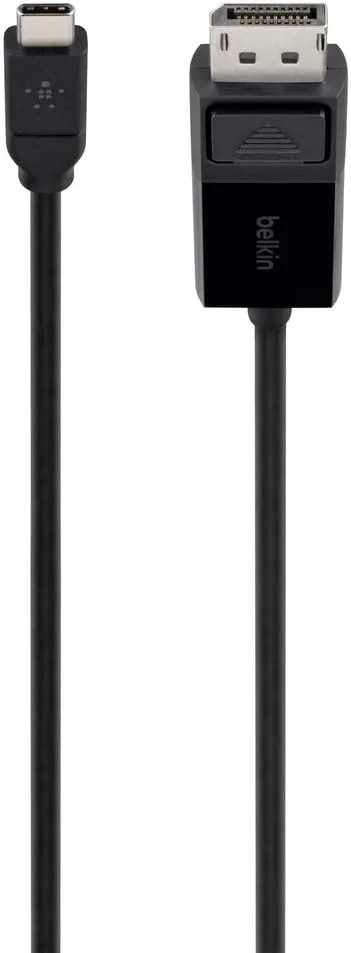 Belkin USB-C to DisplayPort Adapter Cable 4k 60Hz 6 foot - Black - 5.91 ft DisplayPort/USB A/V Cable - B2B10306BLK