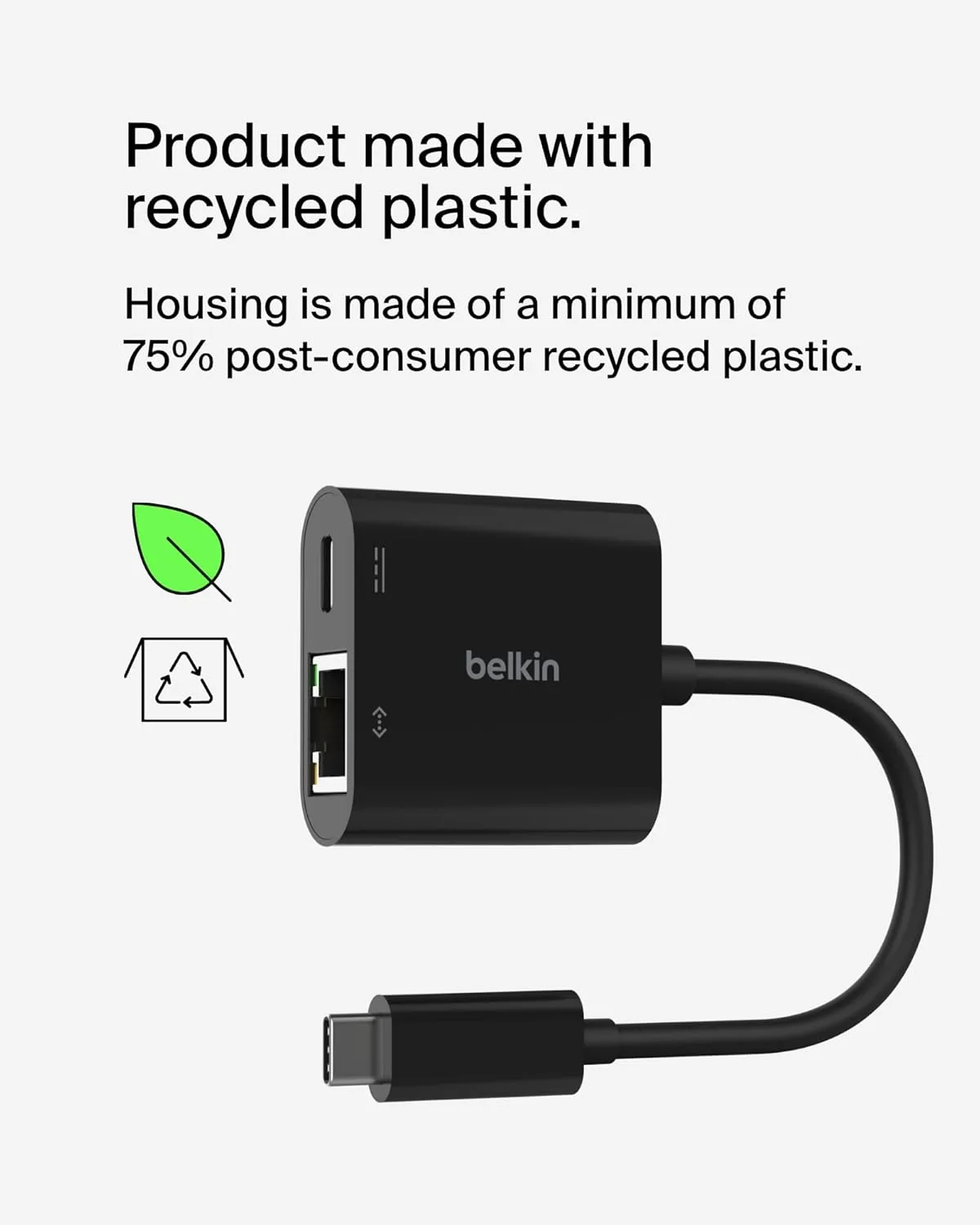 Belkin Connect USB-C to Ethernet + Charge Adapter 100W PD, Gigabit