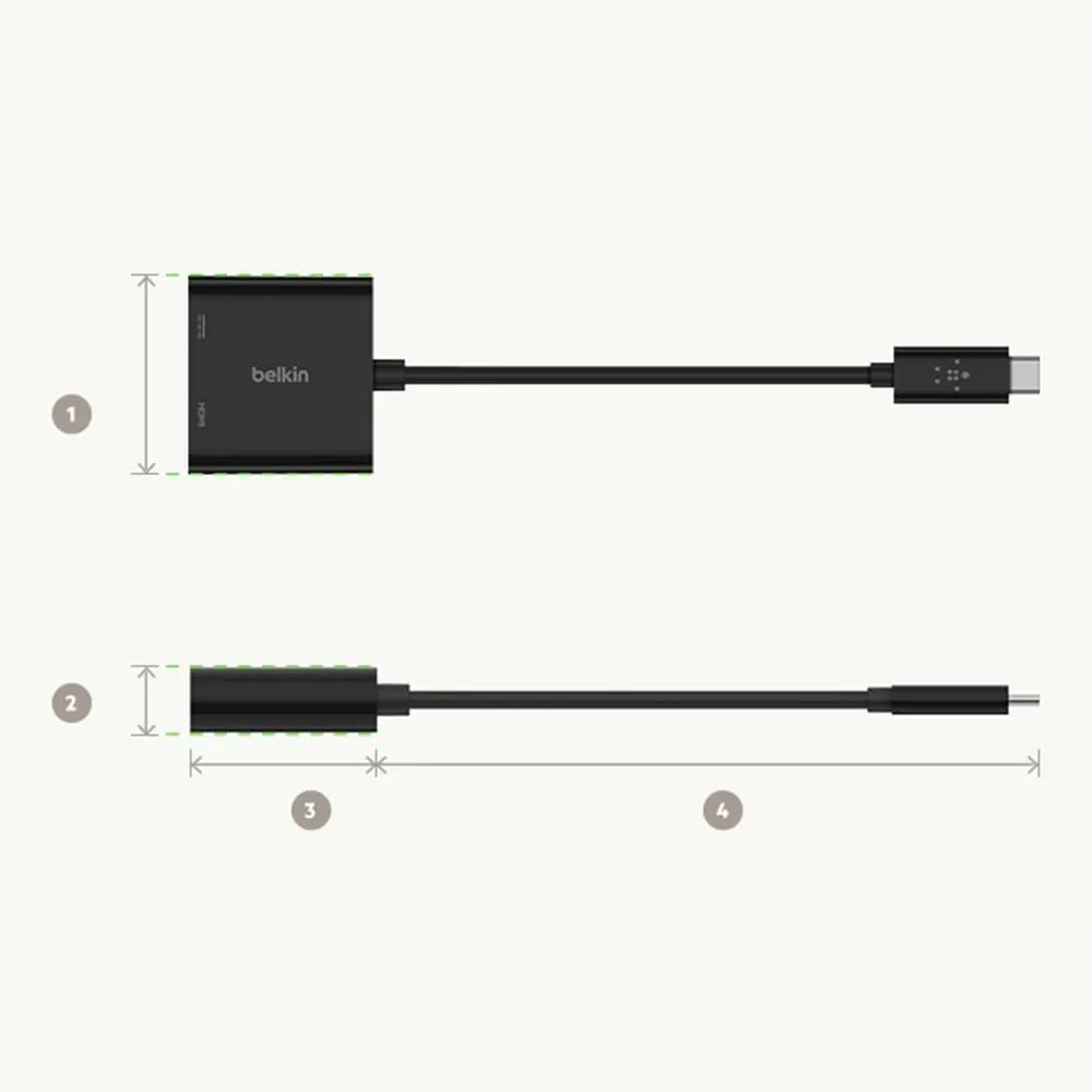 Belkin USB-C to HDMI + Charge Adapter — 4K UHD, 60W PD