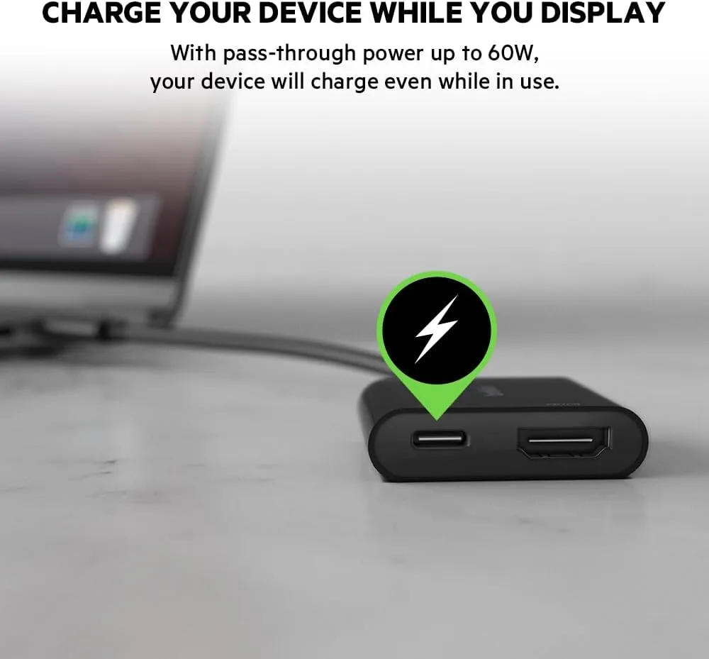 Belkin USB-C to HDMI + Charge Adapter — 4K UHD, 60W PD